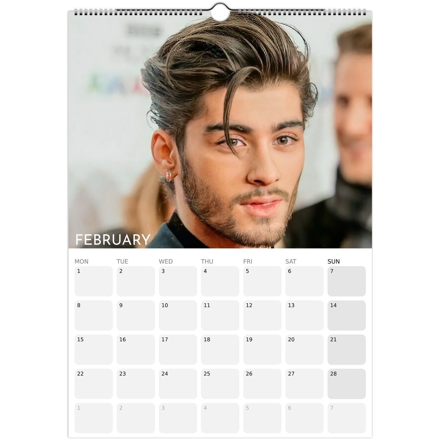 Zayn Malik 2026 A3 wall calendar February