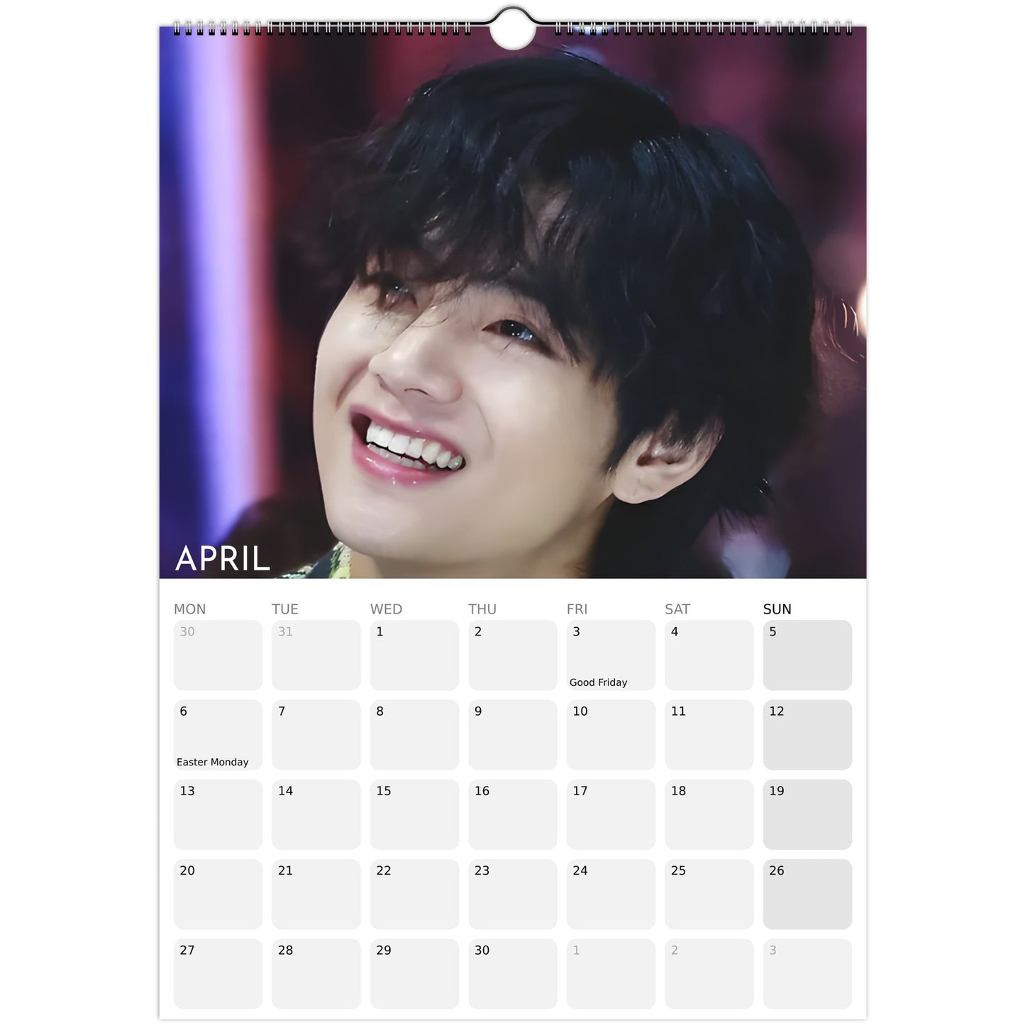 BTS V Kim Taehyung 2026 A3 wall calendar April