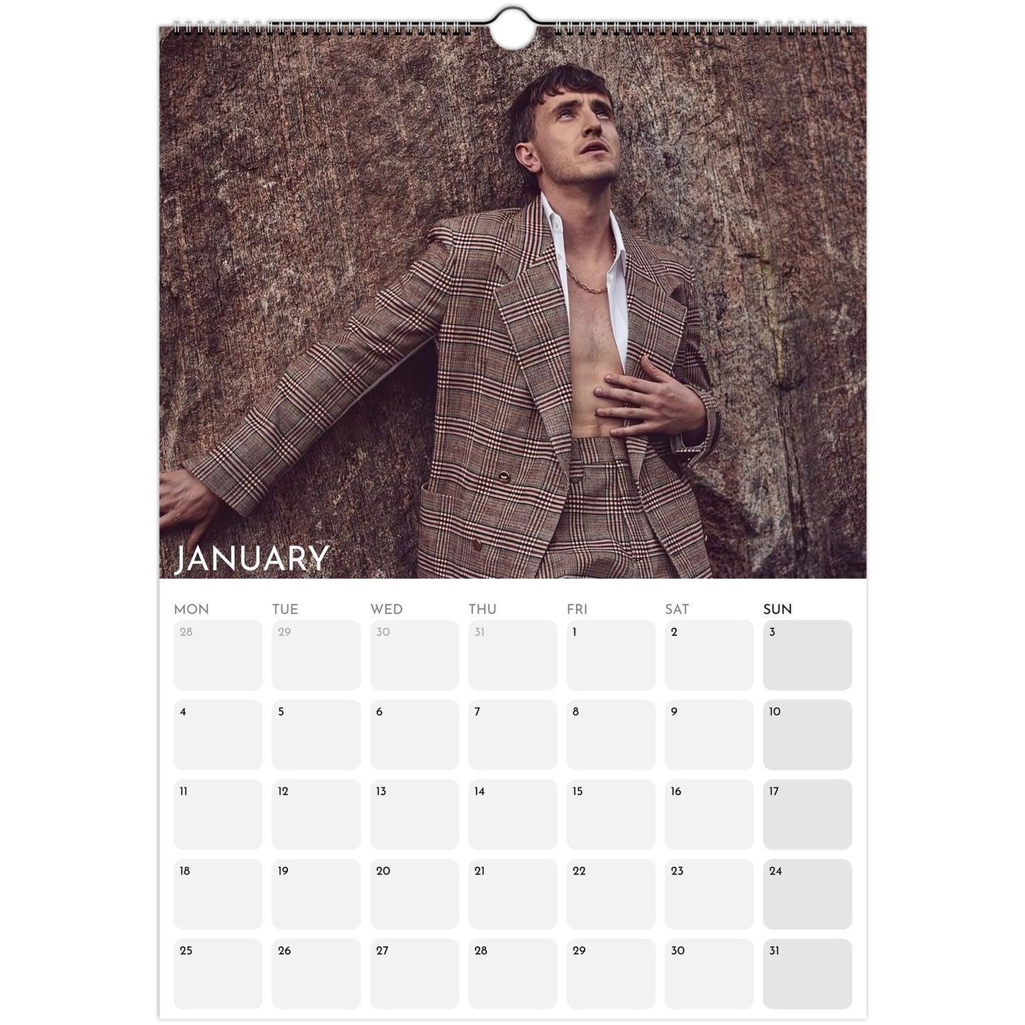 Paul Mescal 2026 A3 wall calendar January 2027