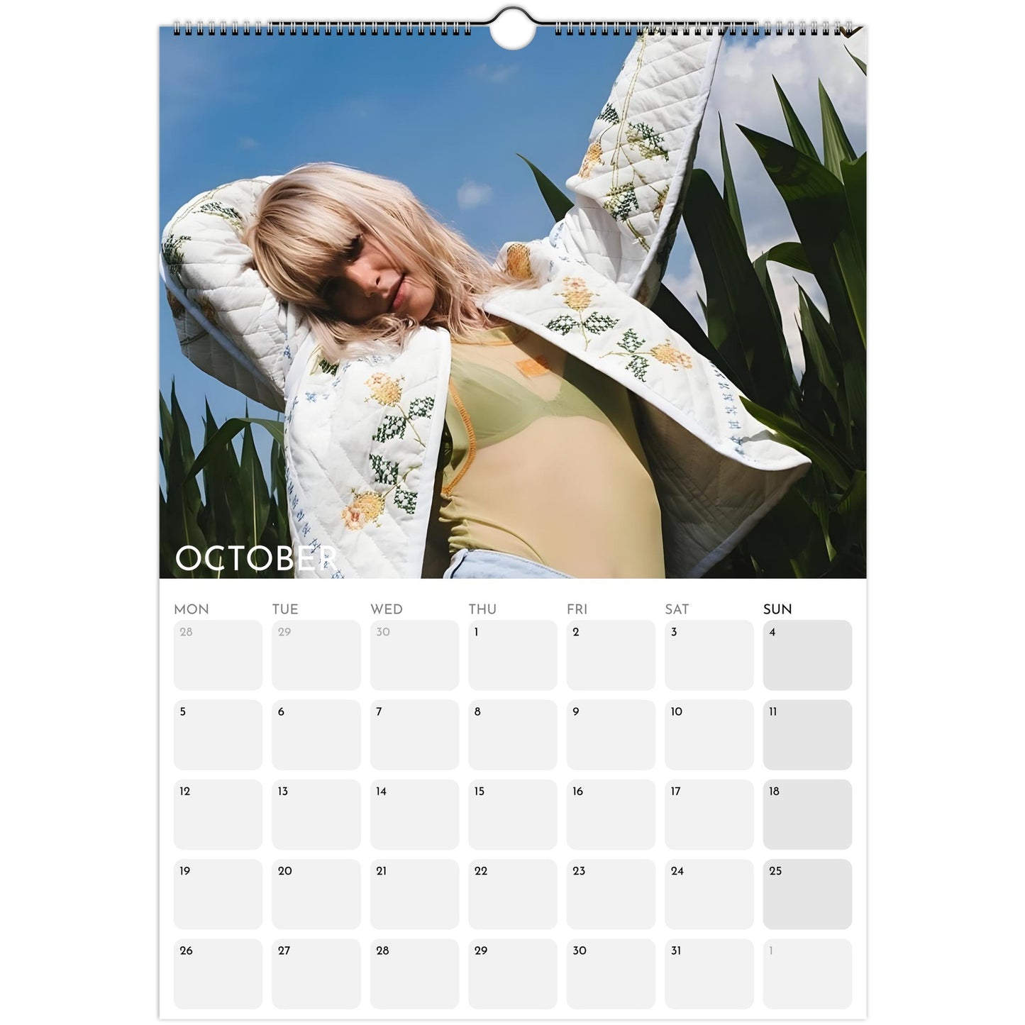 Hayley Williams Paramore 2026 A3 wall calendar October