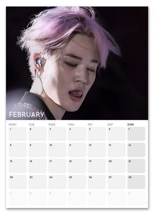BTS Jimin Elite February 2027 calendar page