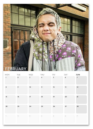 Dominic Fike February 2027 calendar page