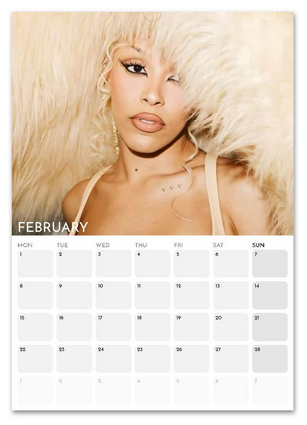 Doja Cat February 2027 calendar page