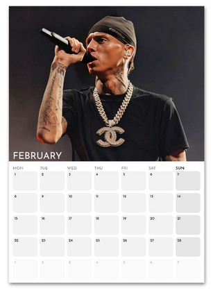 Central Cee February 2027 calendar page