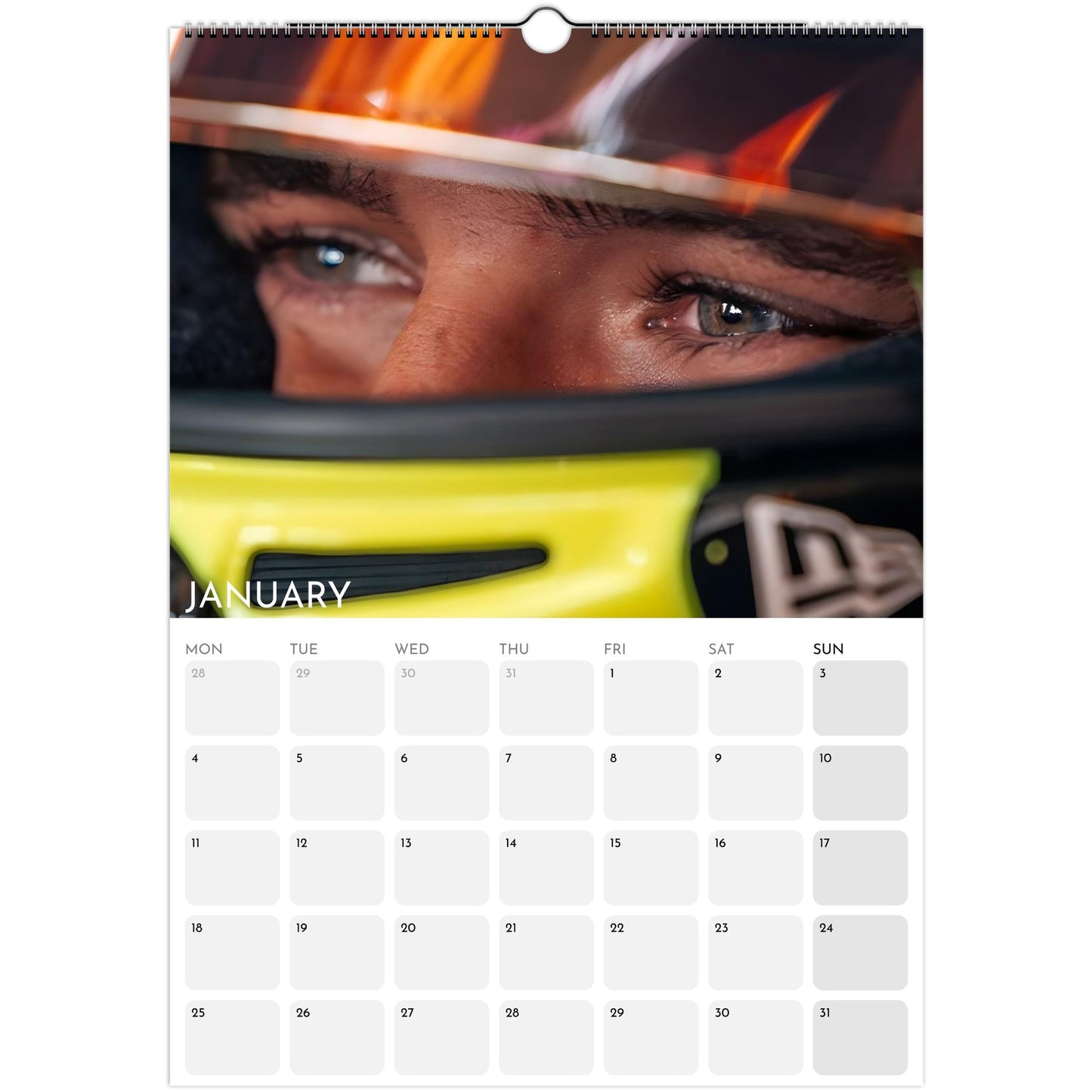 Lando Norris 2026 A3 wall calendar with monthly F1 photos