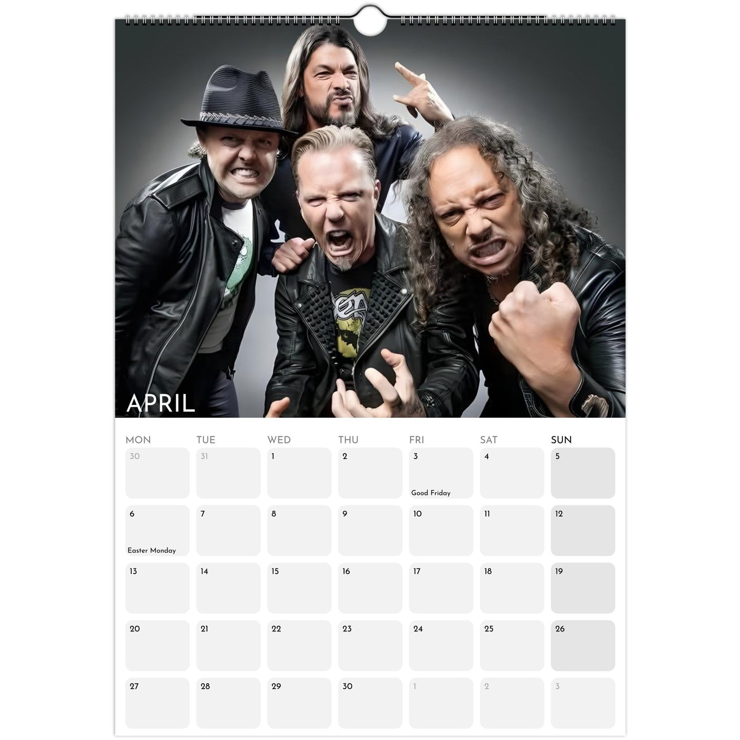 Metallica 2026 A3 wall calendar April