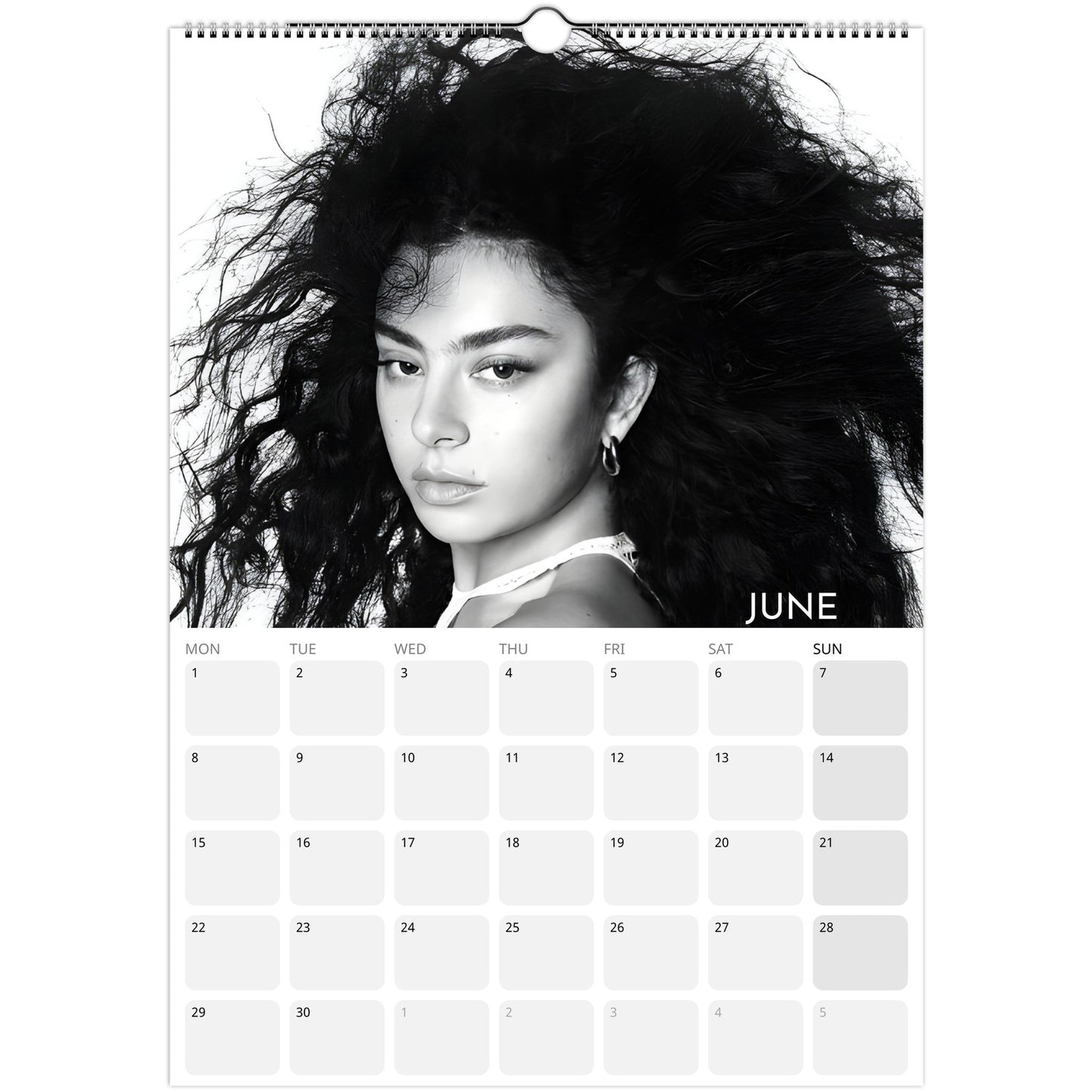 Charli XCX 2026 A3 wall calendar June