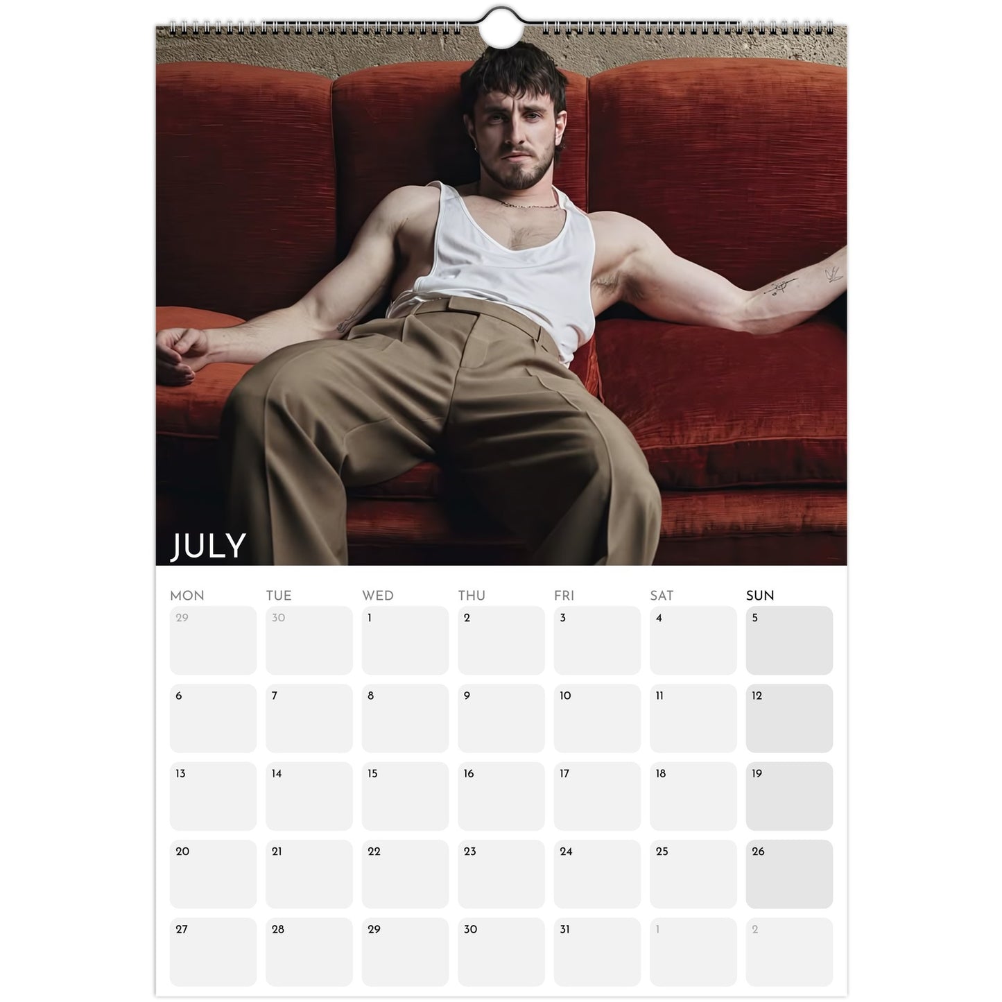 Paul Mescal 2026 A3 wall calendar July