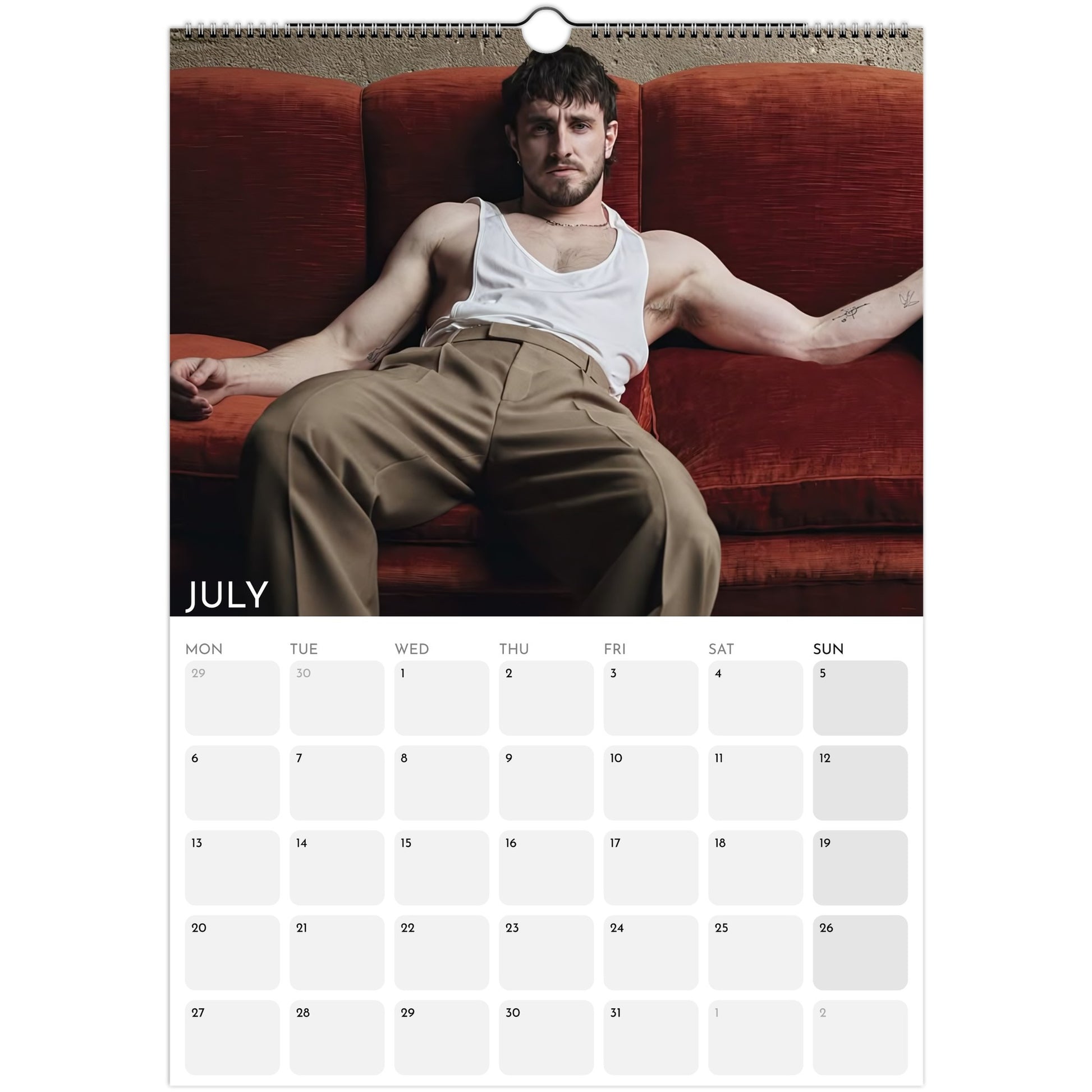Paul Mescal 2026 A3 wall calendar July