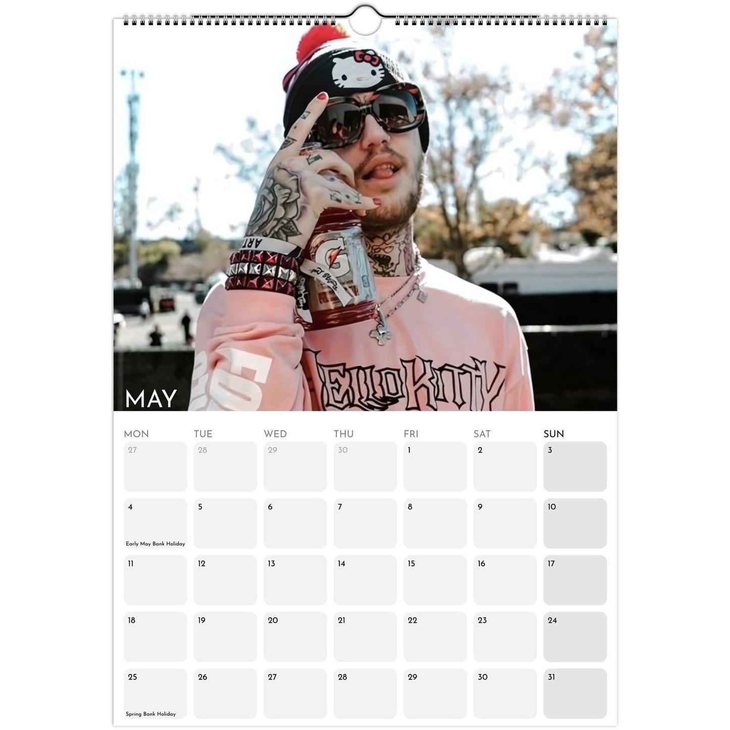 Lil Peep 2026 A3 wall calendar May