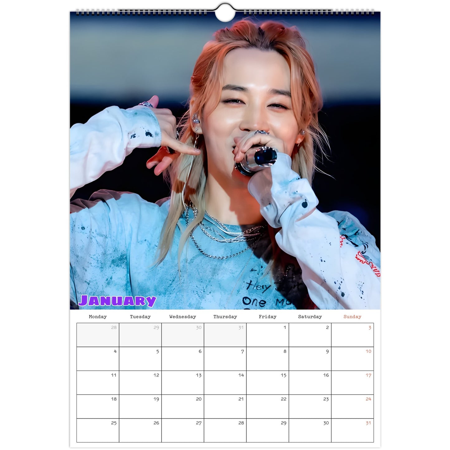 BTS Jimin Calendar 2027 January page