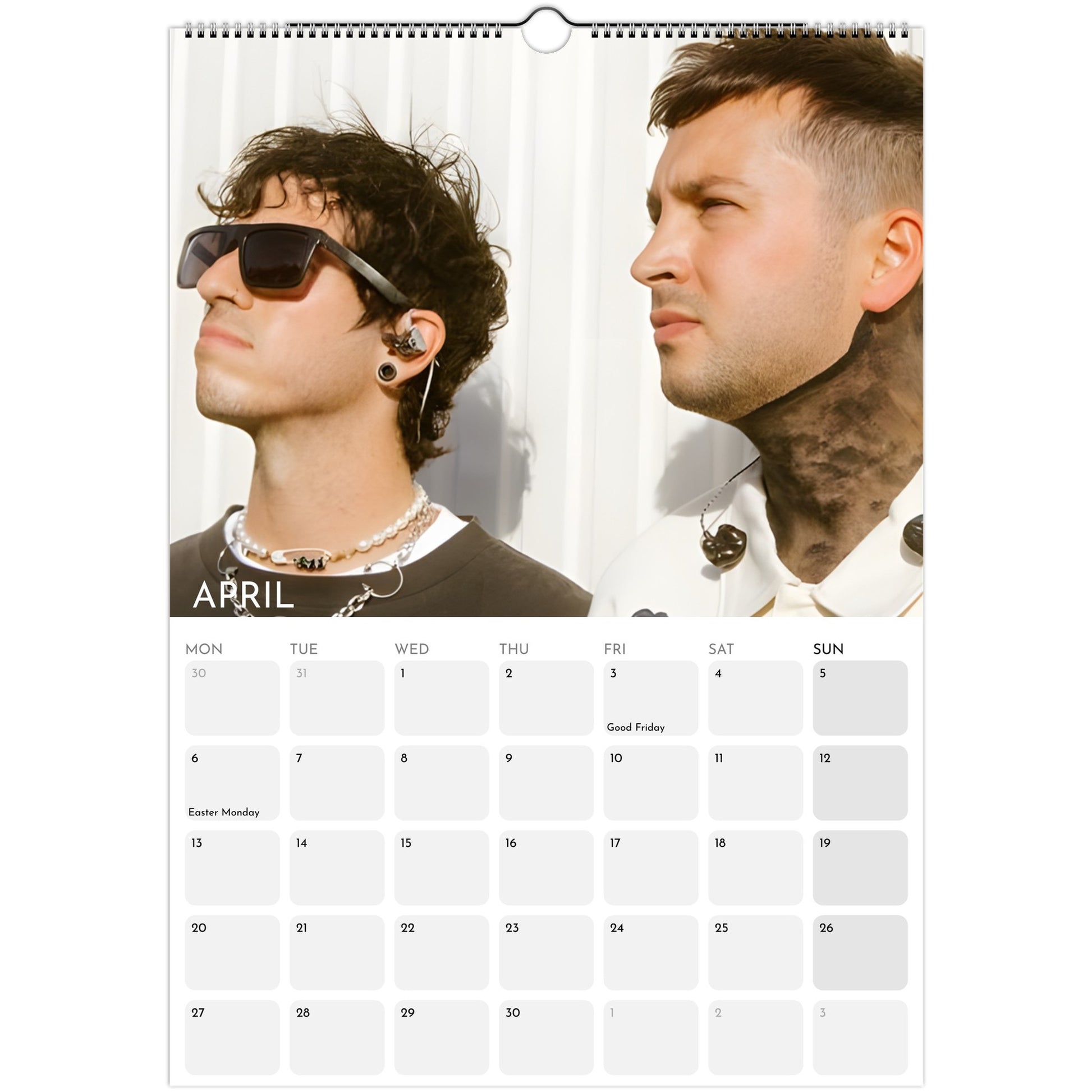 Twenty One Pilots 2026 A3 wall calendar April