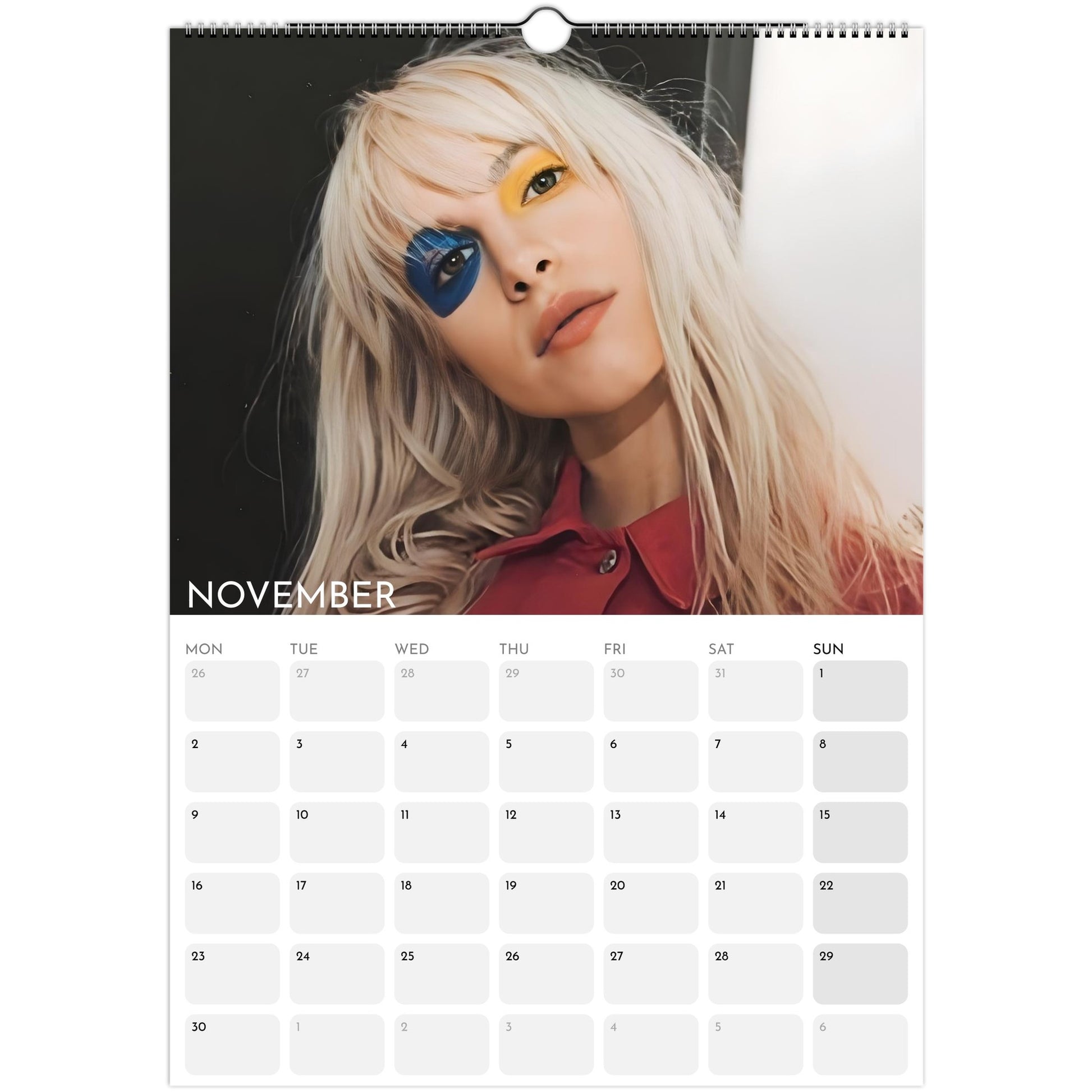 Hayley Williams Paramore 2026 A3 wall calendar November