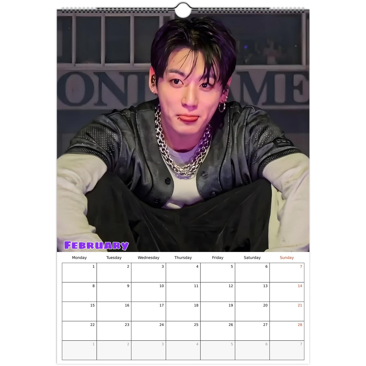 BTS Jungkook Calendar 2027 February page