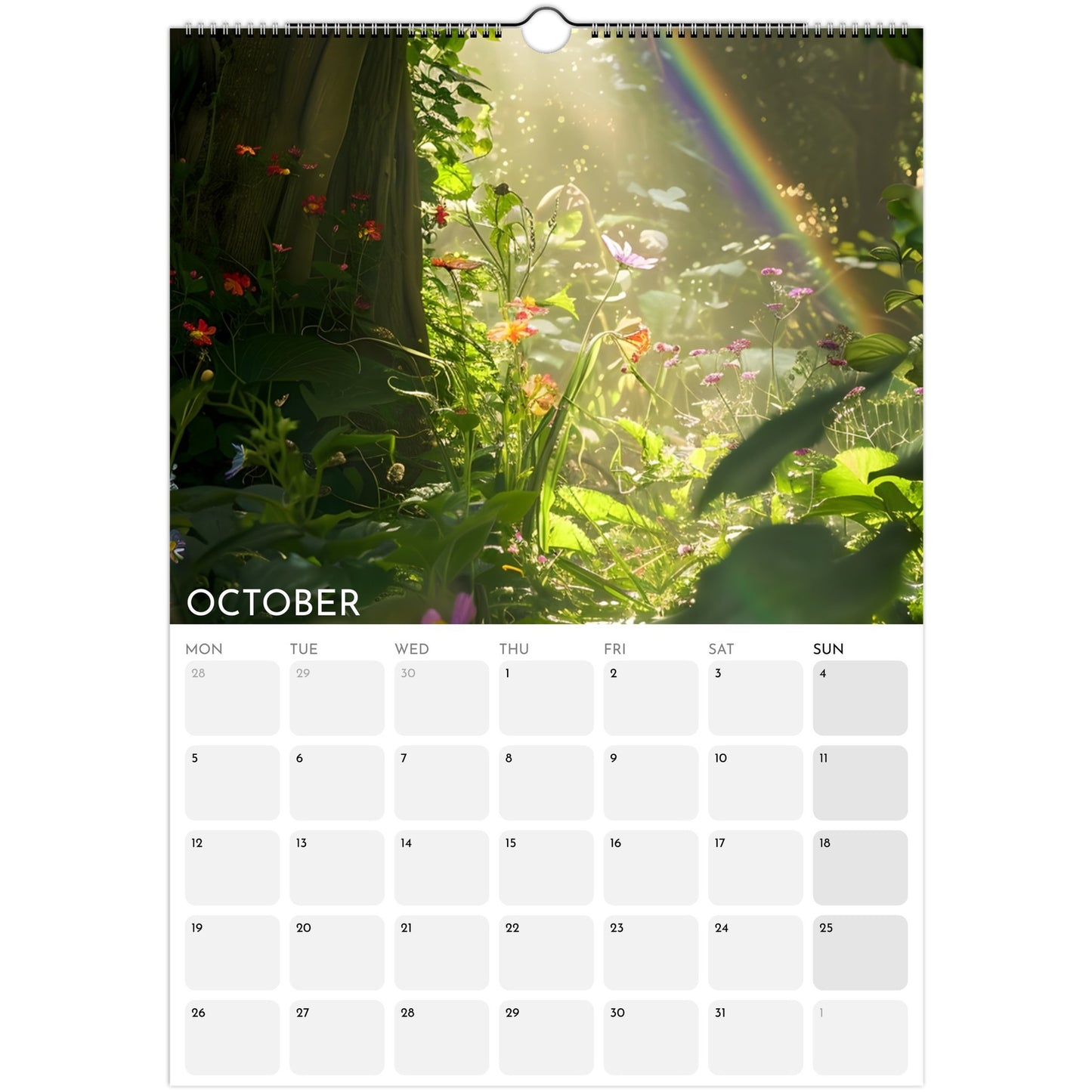 Enchanted Forest 2026 A3 wall calendar October
