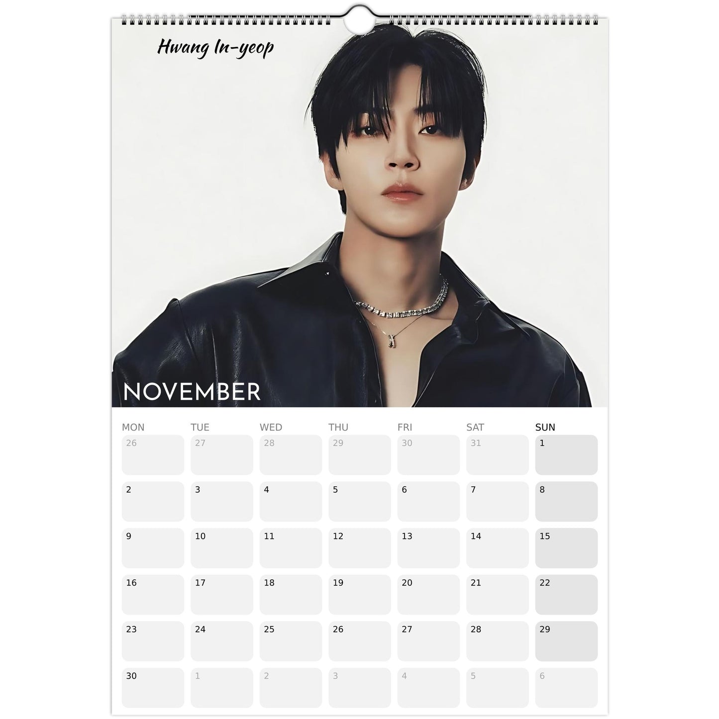 Hot Korean Actors 2026 A3 wall calendar November