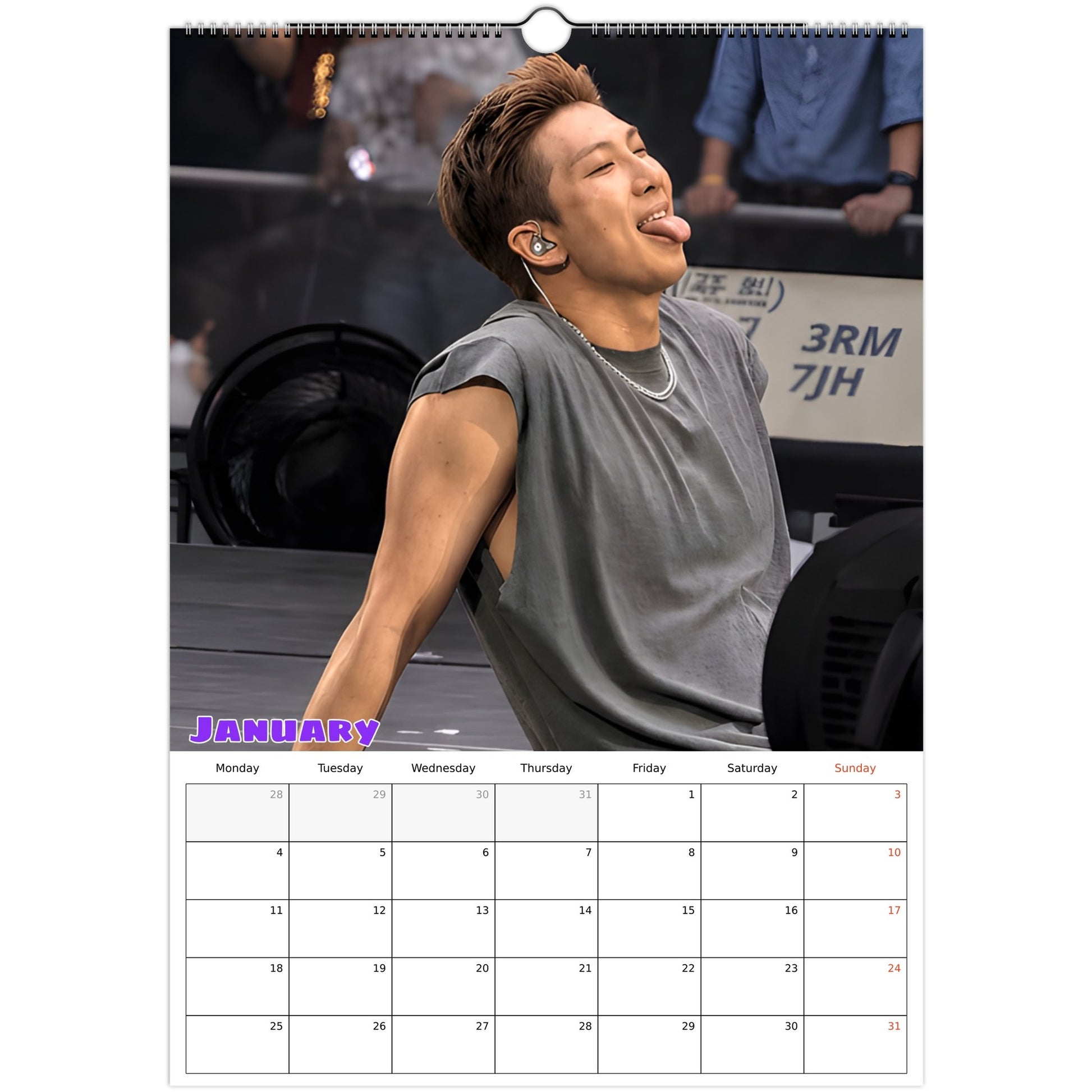 BTS RM Calendar 2027 January page
