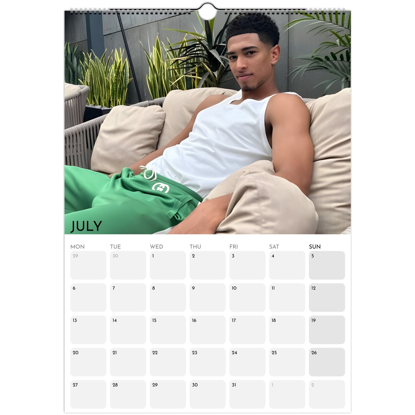 Jude Bellingham 2026 A3 wall calendar July