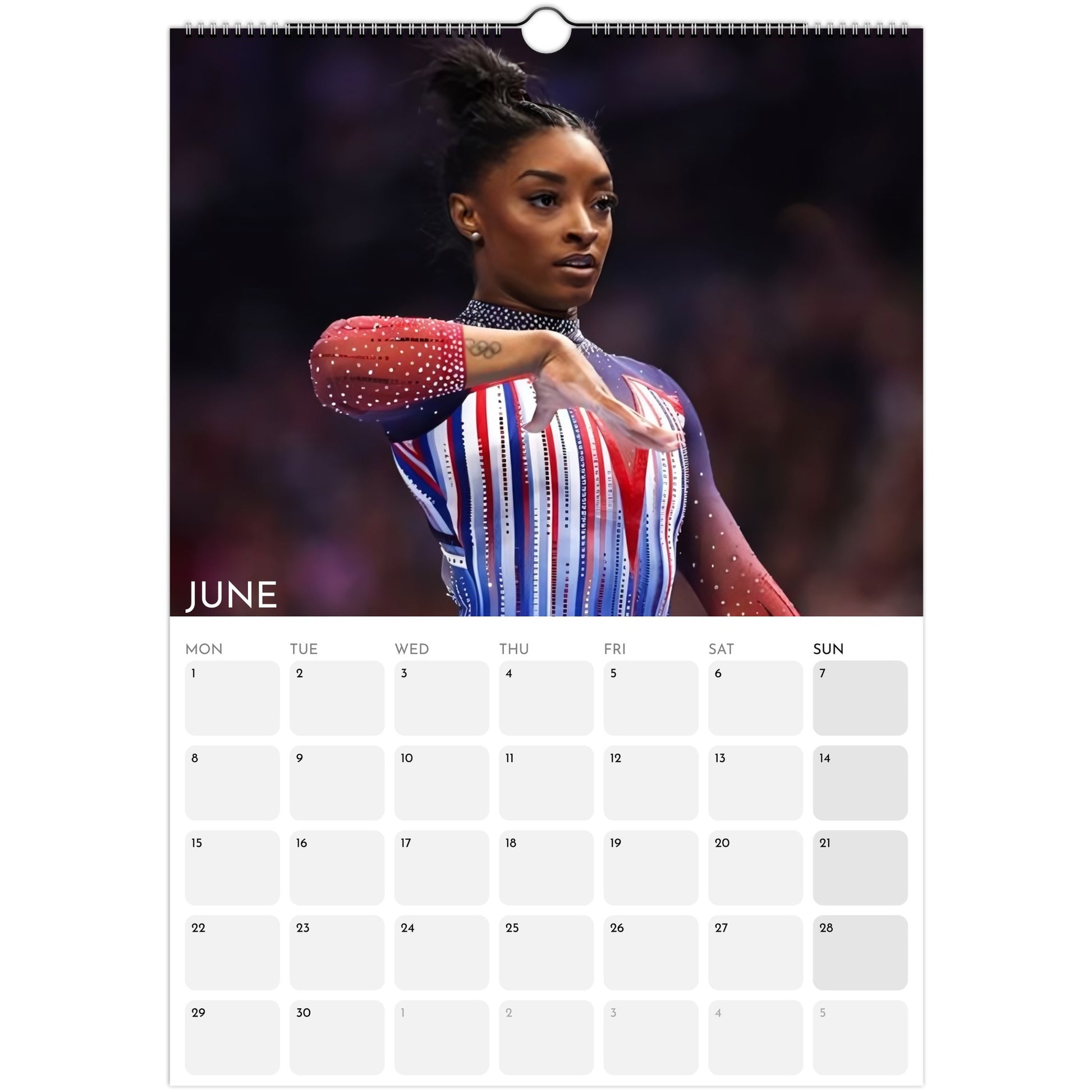 Simone Biles 2026 A3 wall calendar June