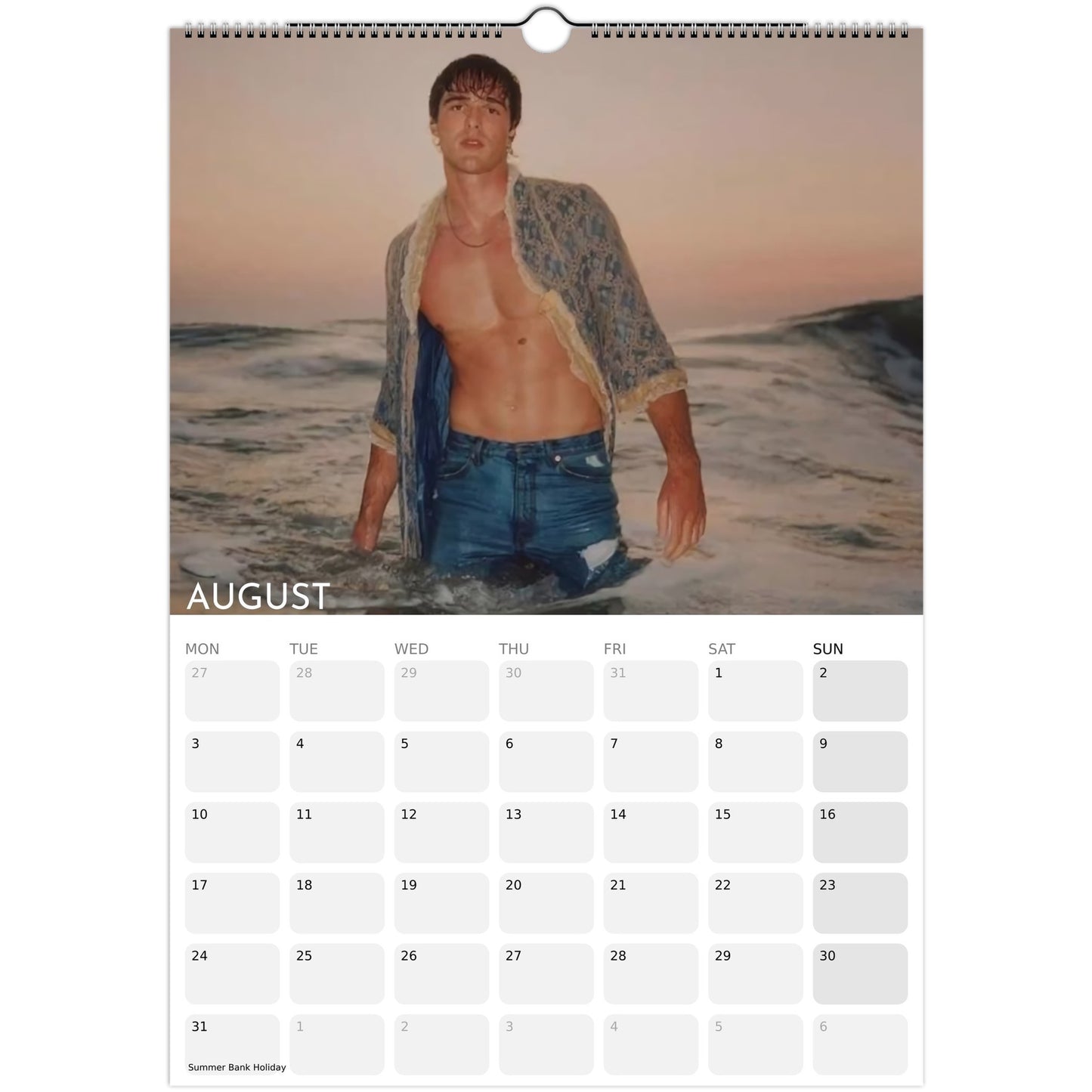 Jacob Elordi 2026 A3 wall calendar August