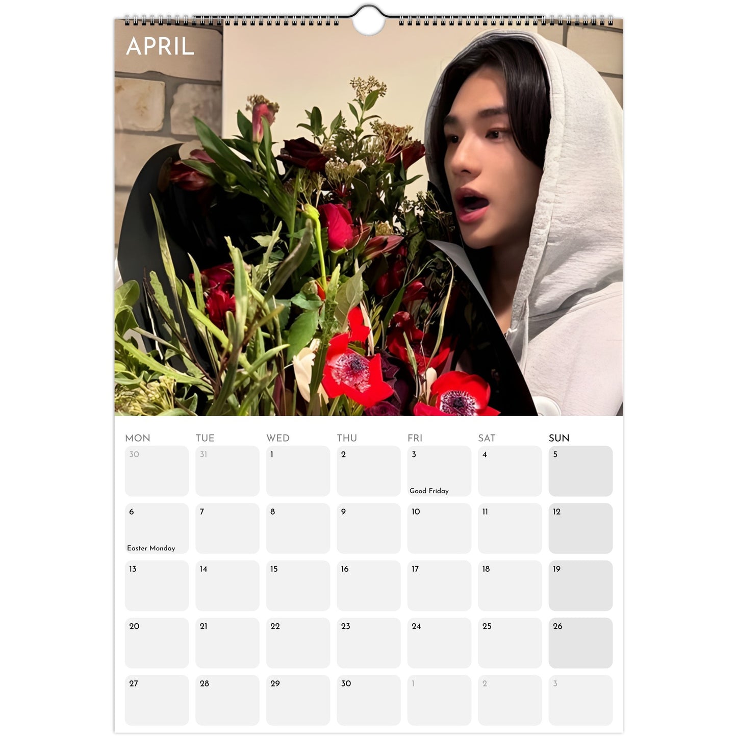 Stray Kids Hyunjin Boyfriend Style 2026 A3 wall calendar April