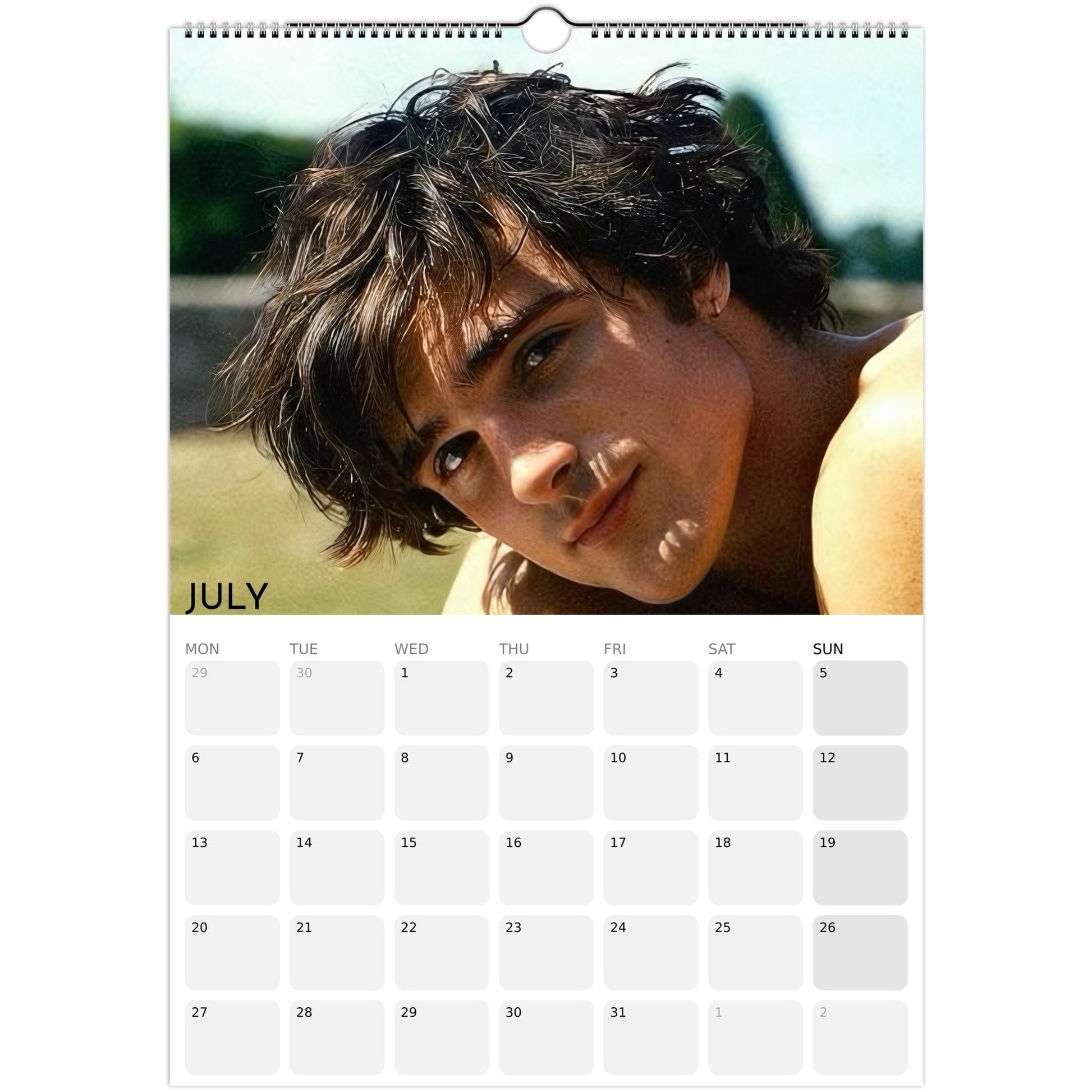 Jacob Elordi 2026 A3 wall calendar July