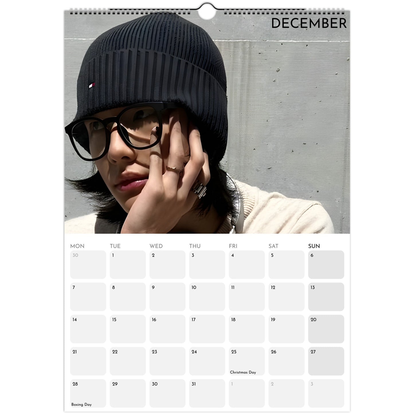 Stray Kids Hyunjin Boyfriend Style 2026 A3 wall calendar December