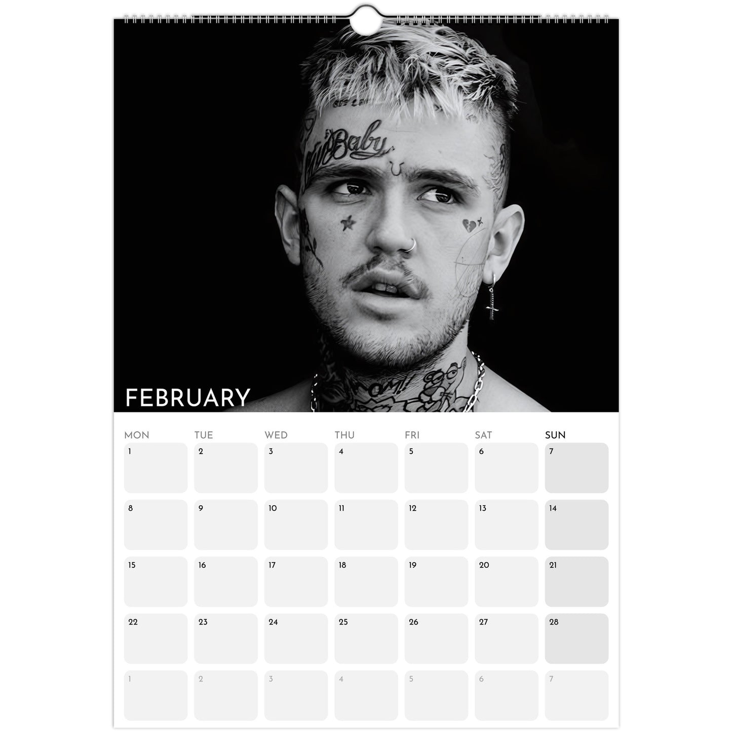 Lil Peep 2026 A3 wall calendar February 2027