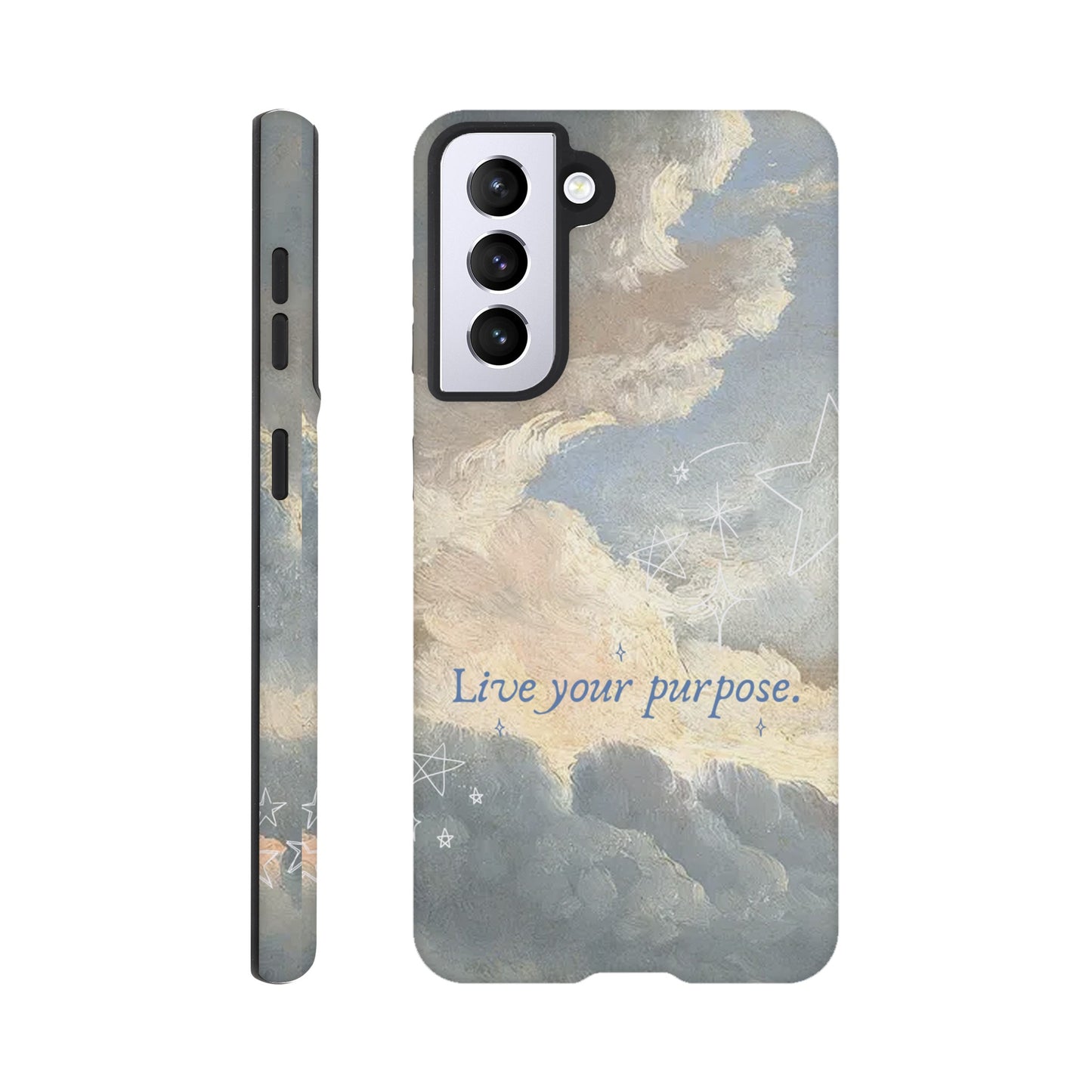 Dual‑layer Samsung case with Live Your Purpose quote