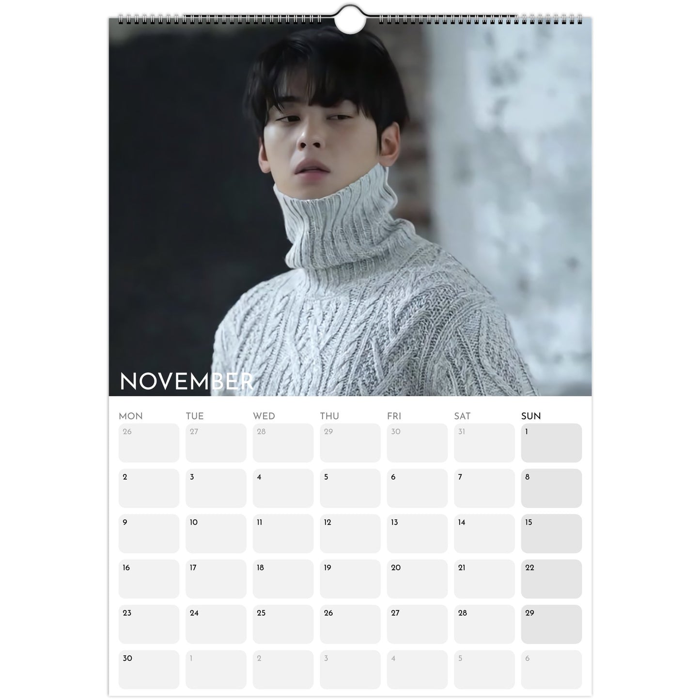 Cha Eun‑woo 2026 A3 wall calendar November