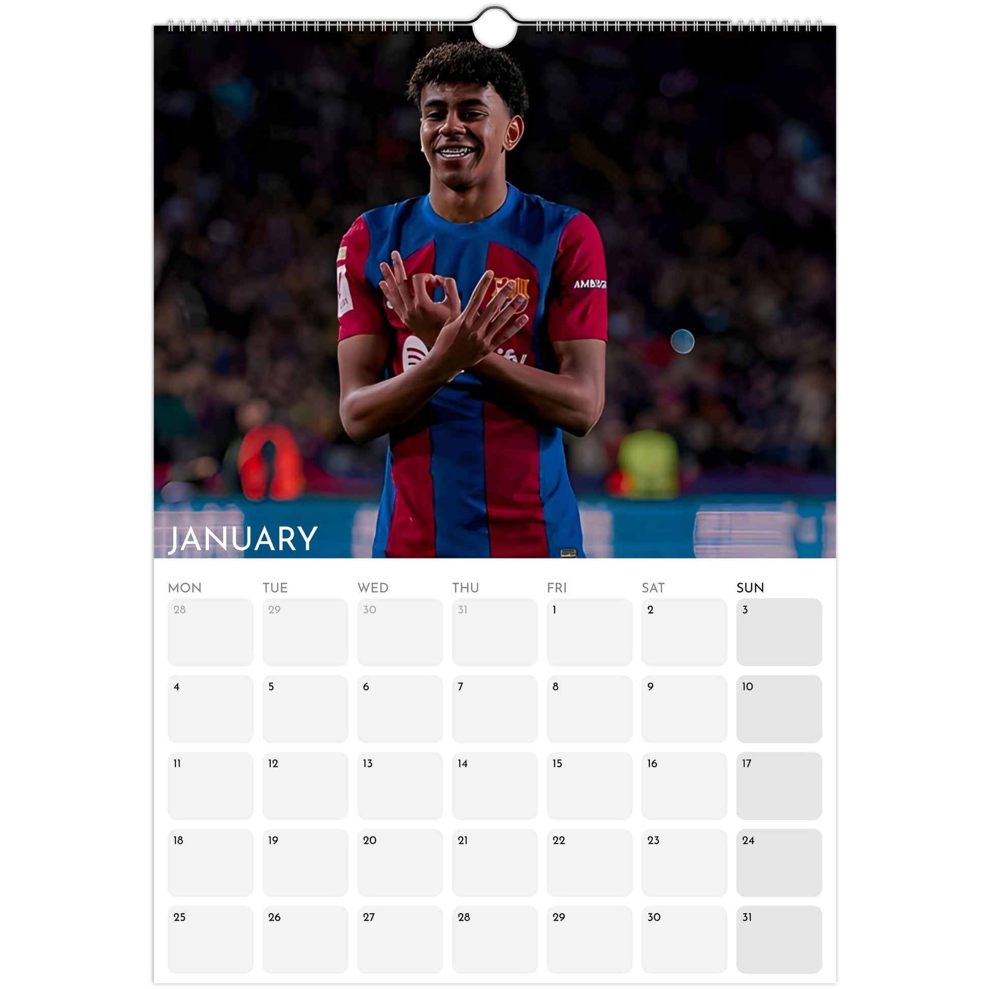 FC Barcelona 2026 A3 wall calendar January 2027
