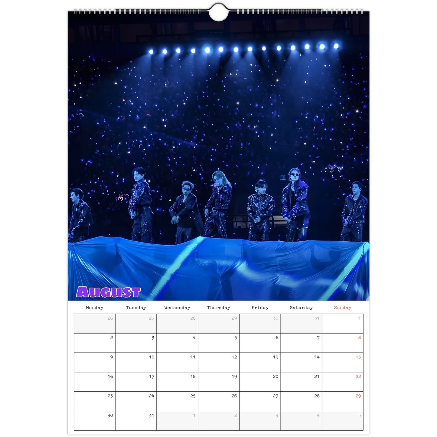 BTS  Calendar 2027 August page