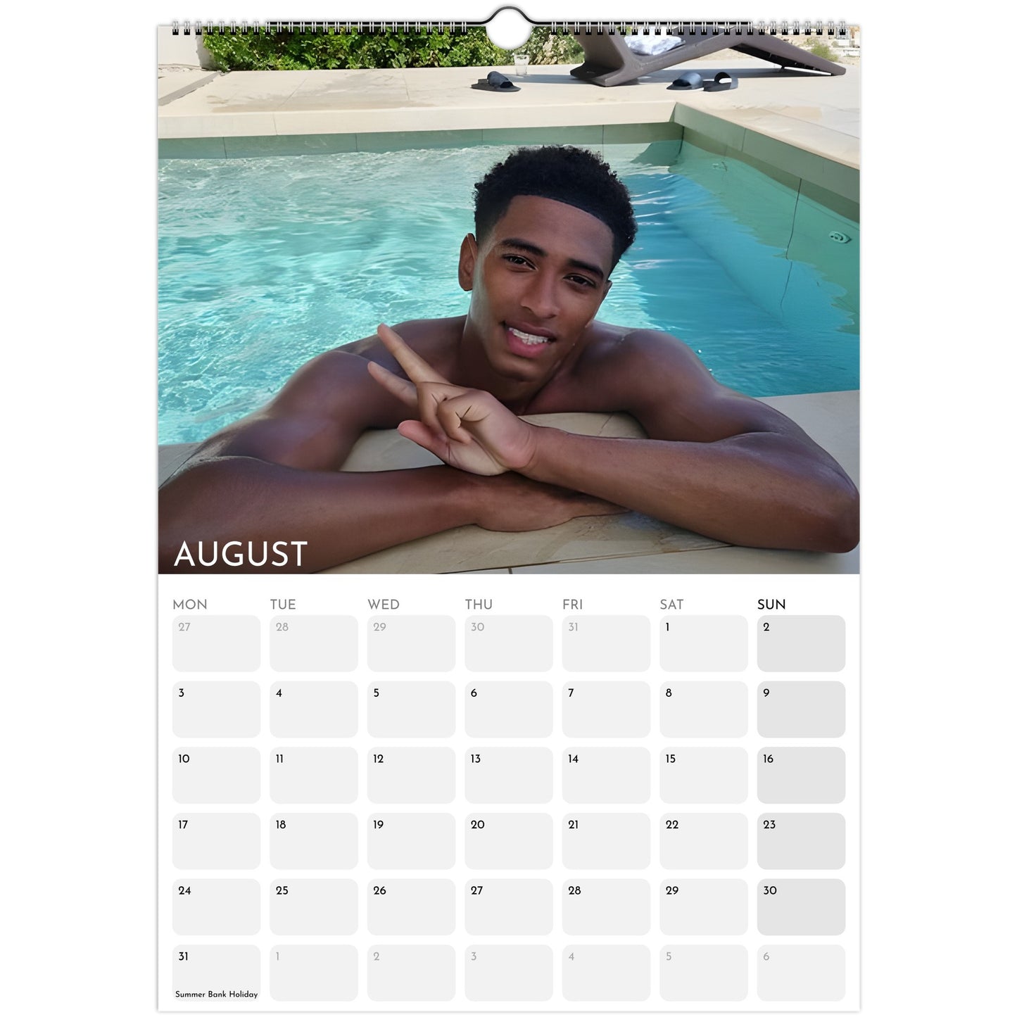 Jude Bellingham 2026 A3 wall calendar August