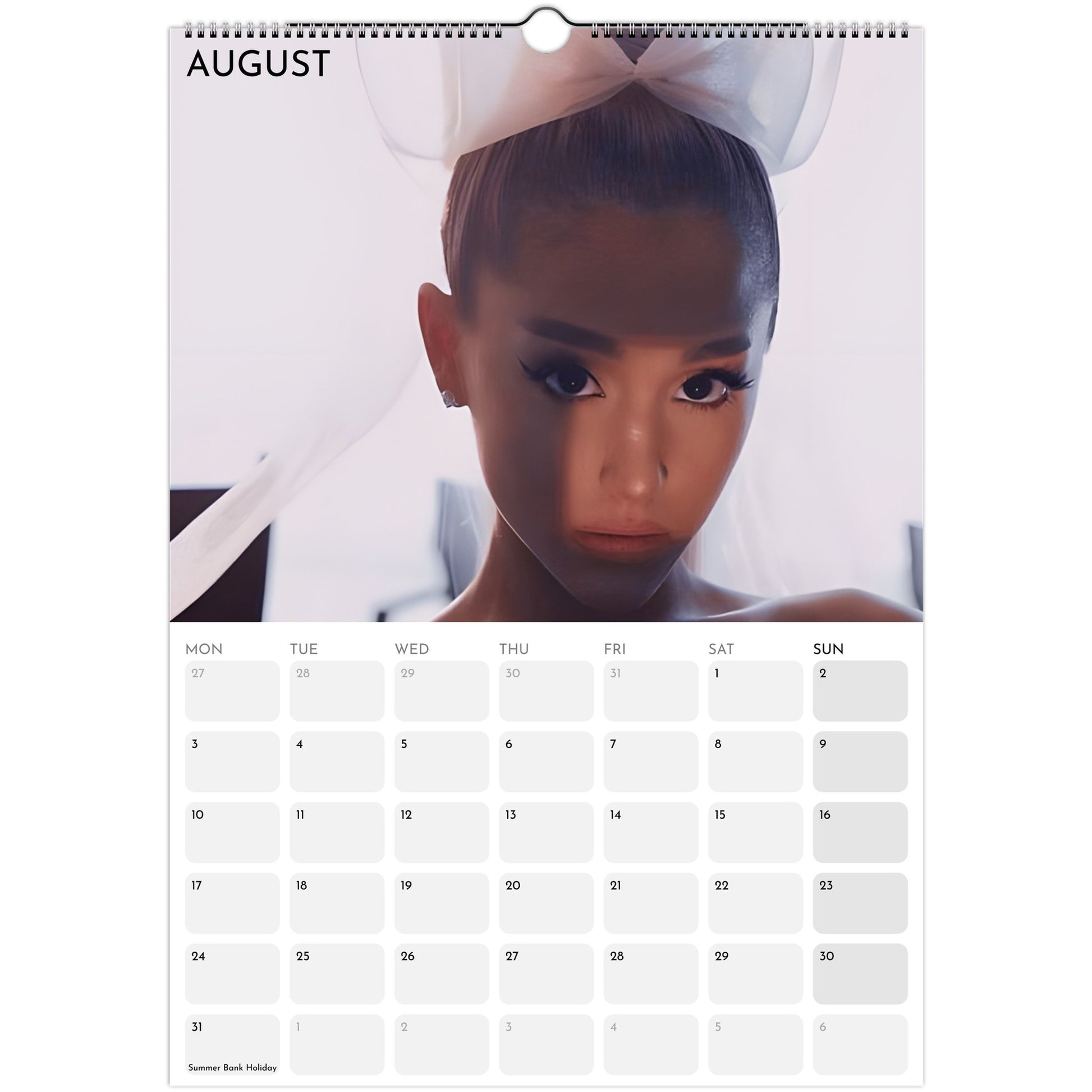 Ariana Grande 2026 A3 wall calendar August