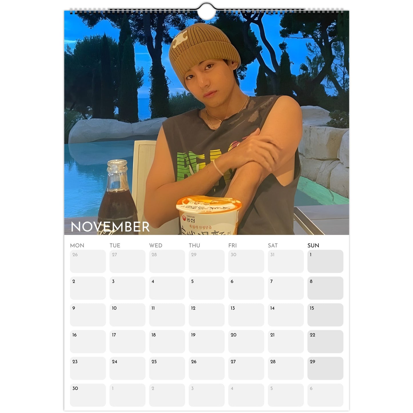 BTS Taehyung V 2026 A3 boyfriend‑style wall calendar November