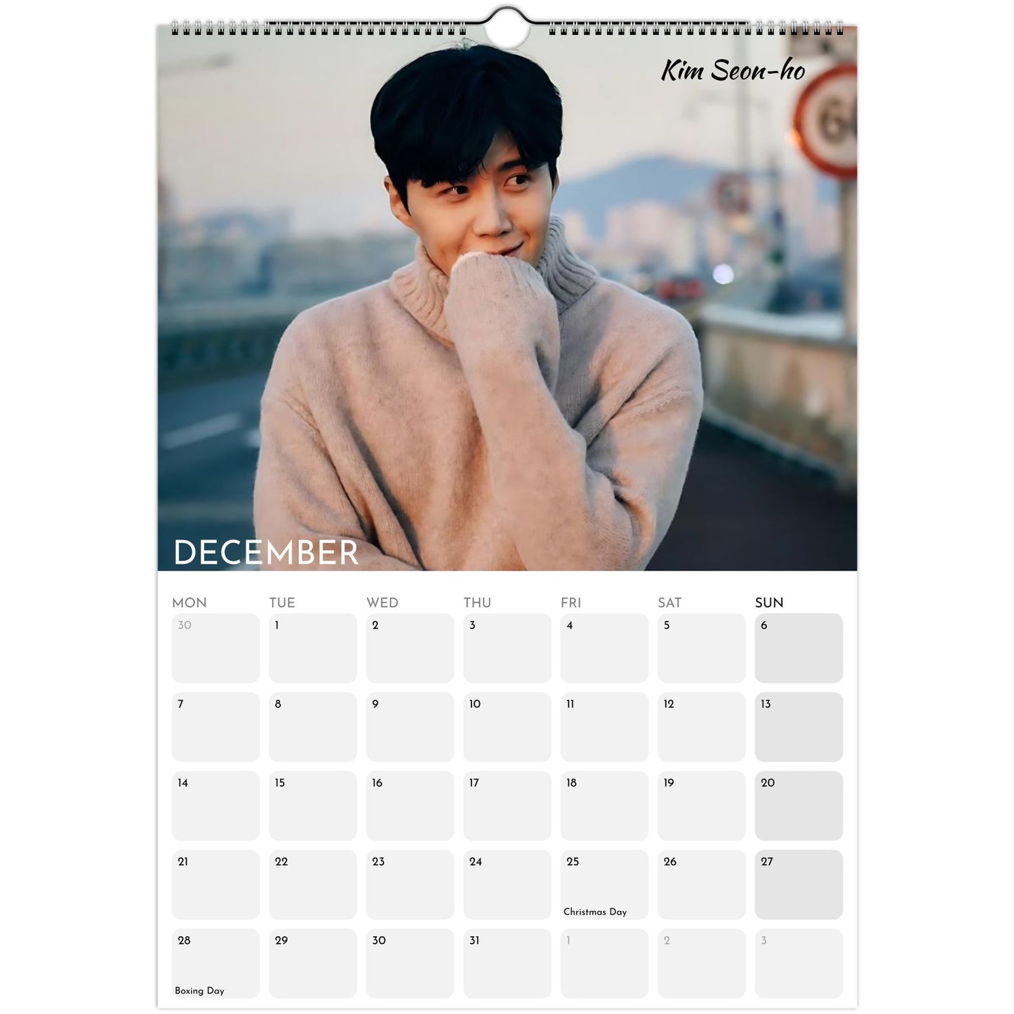 Hot Korean Actors 2026 A3 wall calendar December
