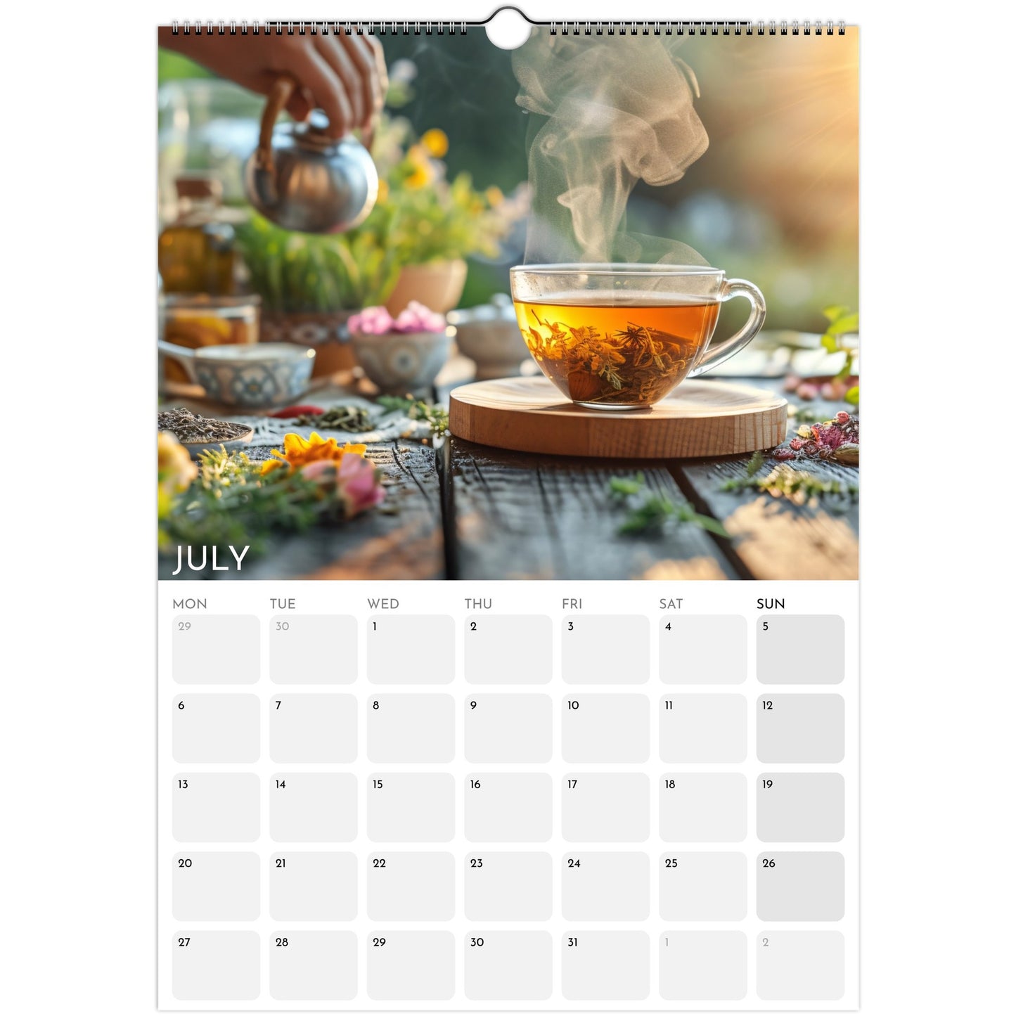 Tea Lovers 2026 A3 wall calendar July