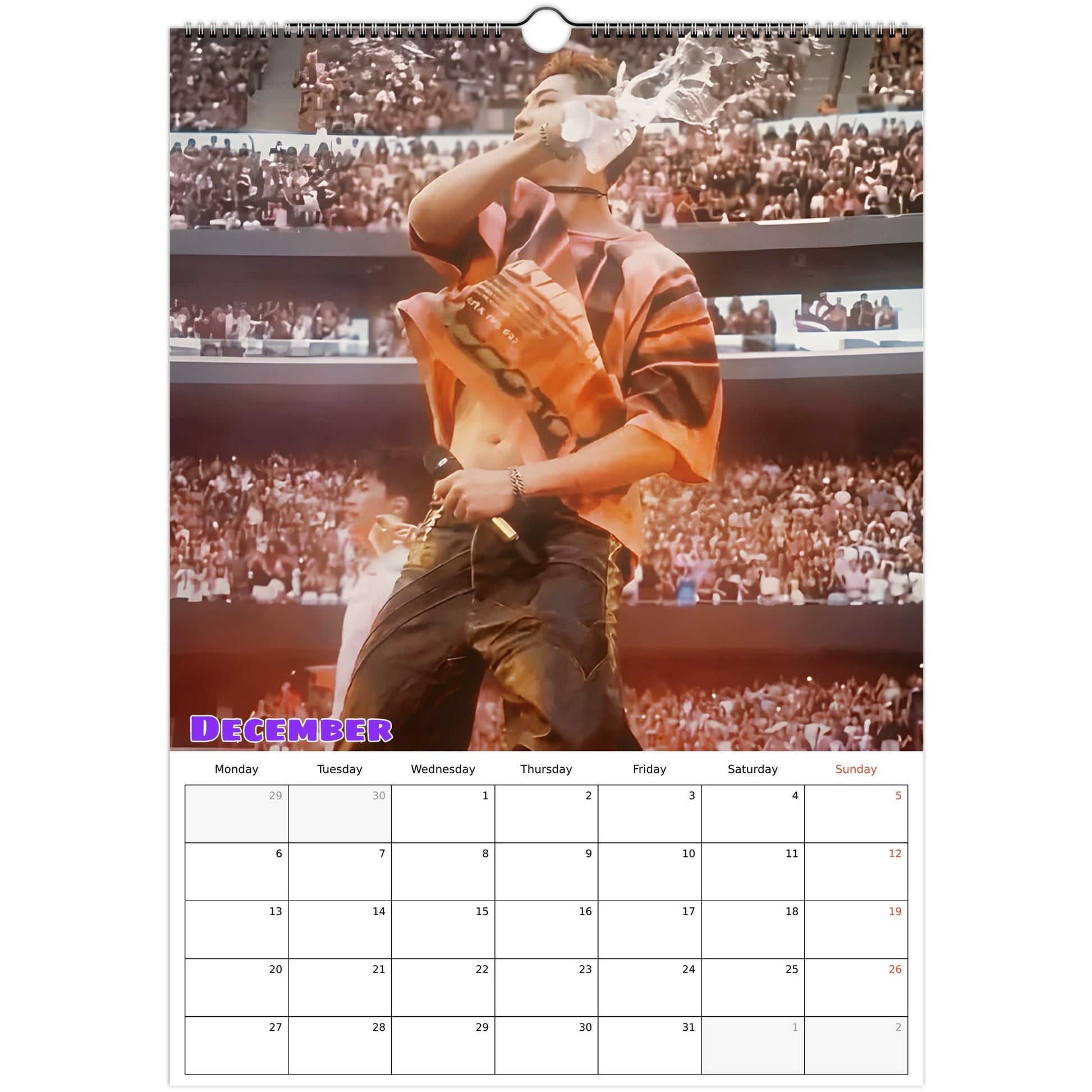 BTS RM Calendar 2027 December page