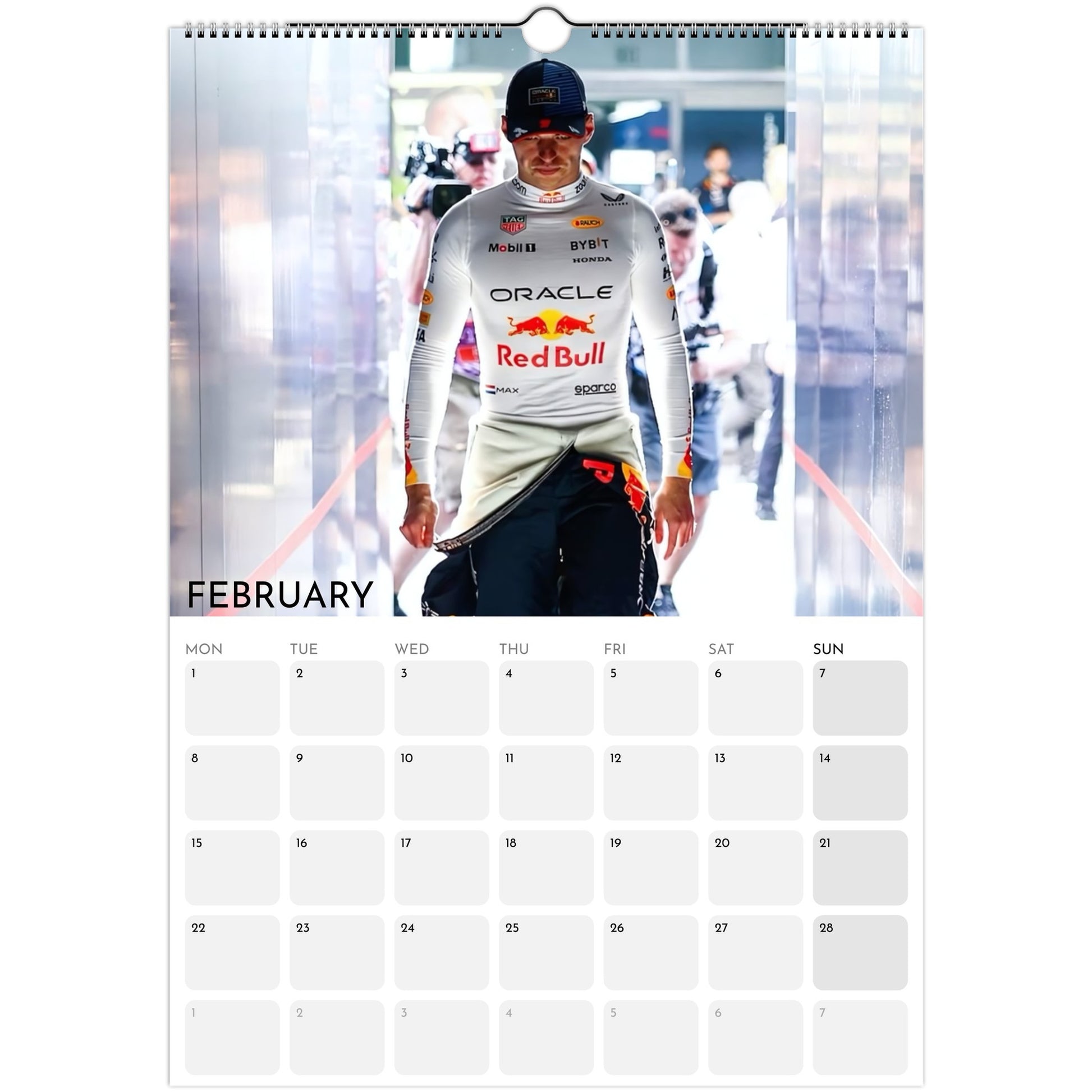 Max Verstappen 2026 A3 wall calendar February 2027