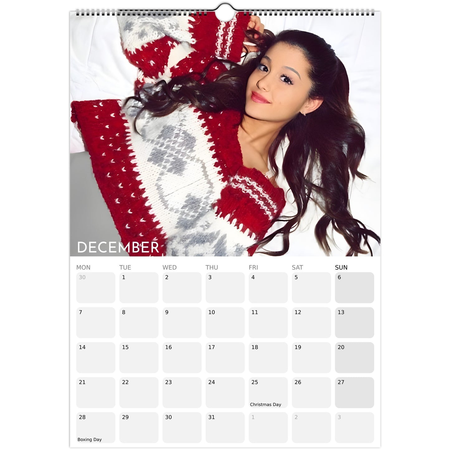 Ariana Grande 2026 A3 wall calendar December