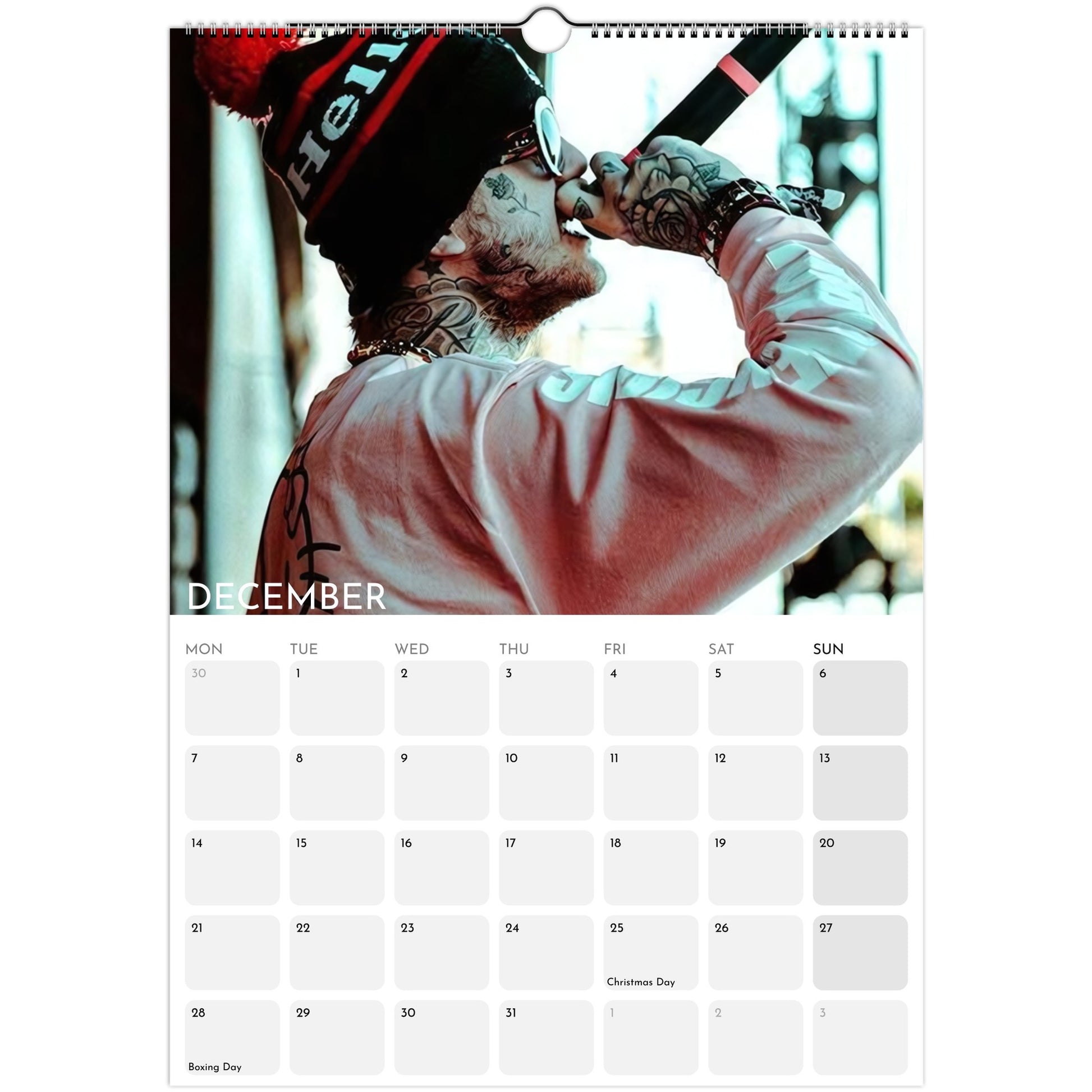 Lil Peep 2026 A3 wall calendar December