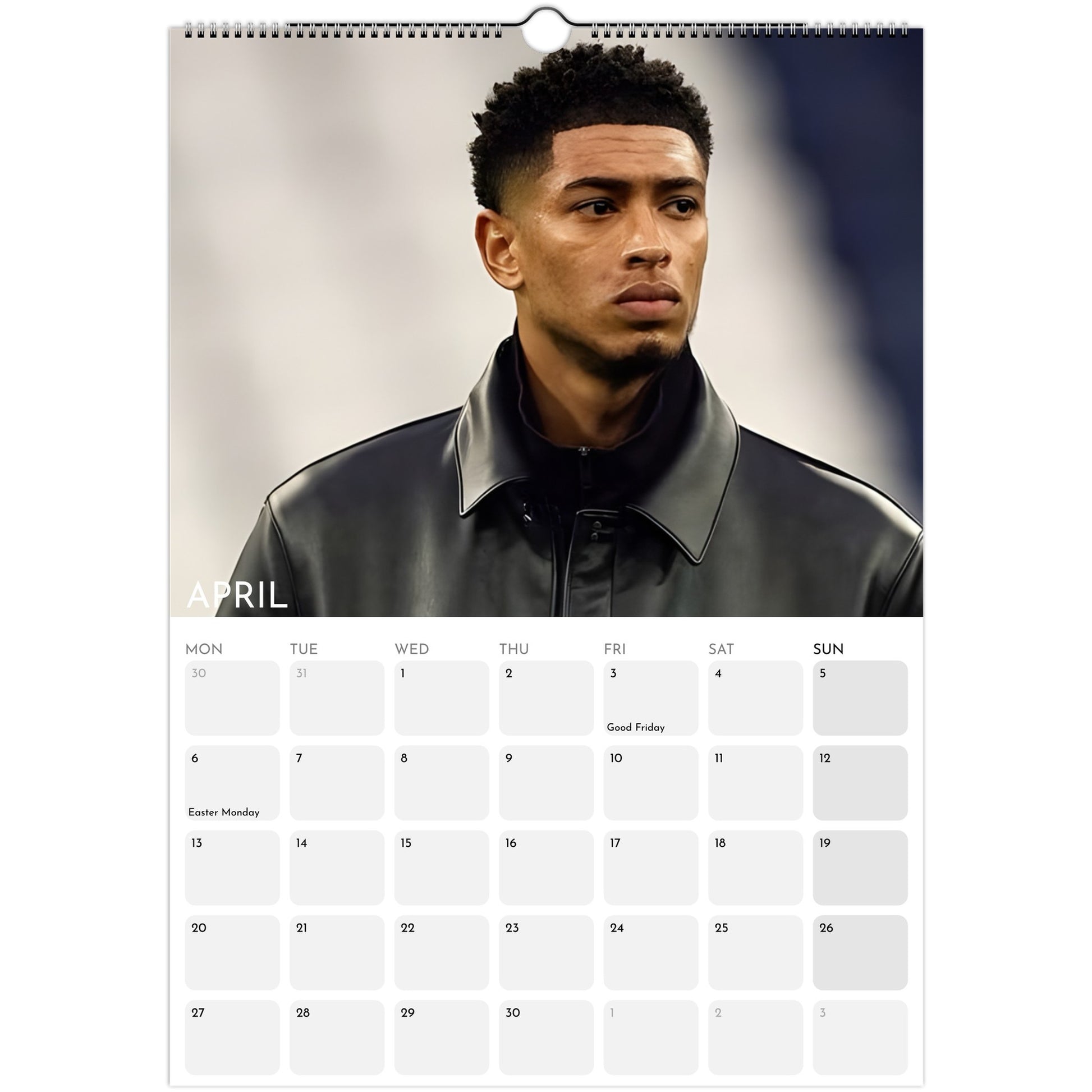Jude Bellingham 2026 A3 wall calendar April