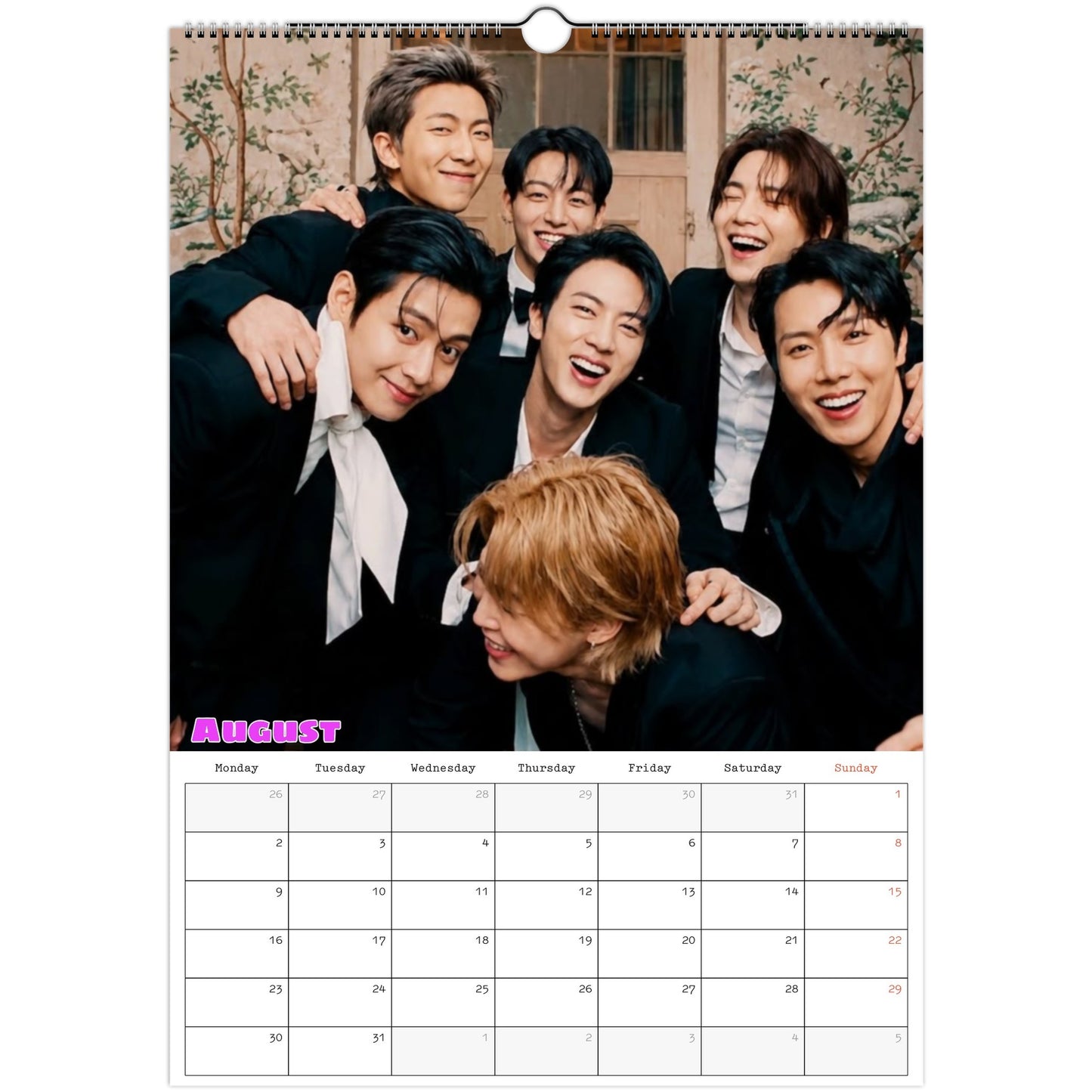 BTS August calendar page 