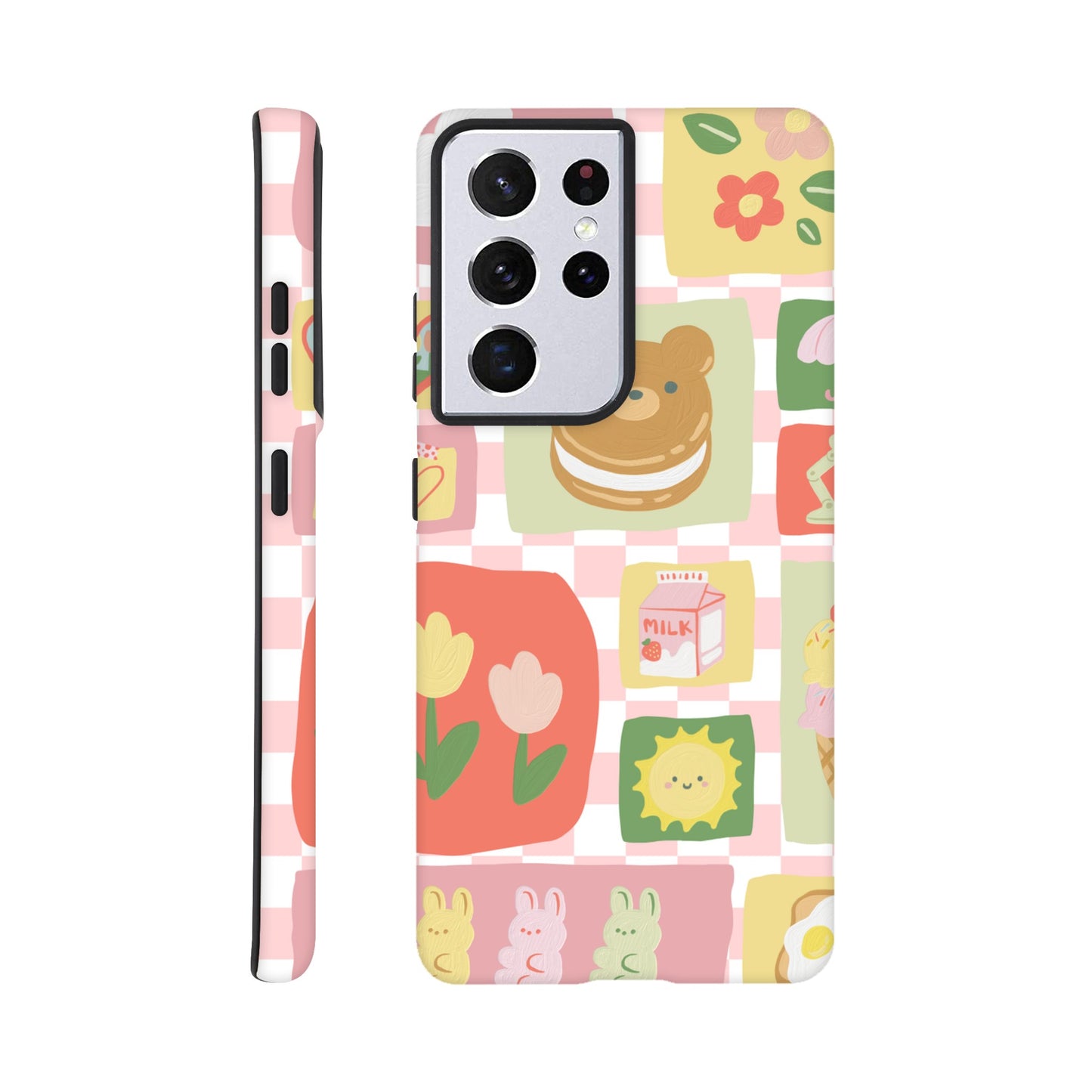 Dual‑layer Samsung phone case with soft pastel kawaii aesthetic