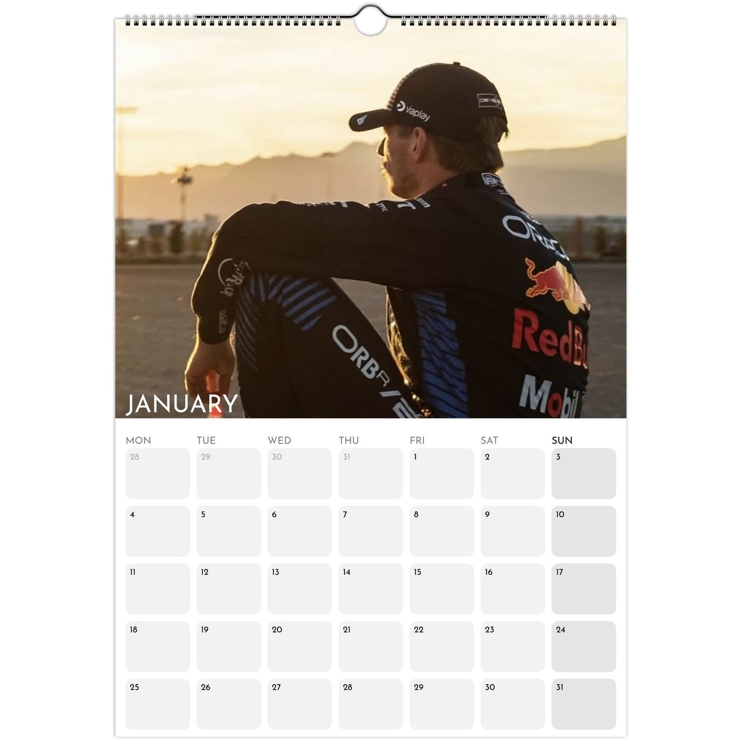 Max Verstappen 2026 A3 wall calendar January 2027