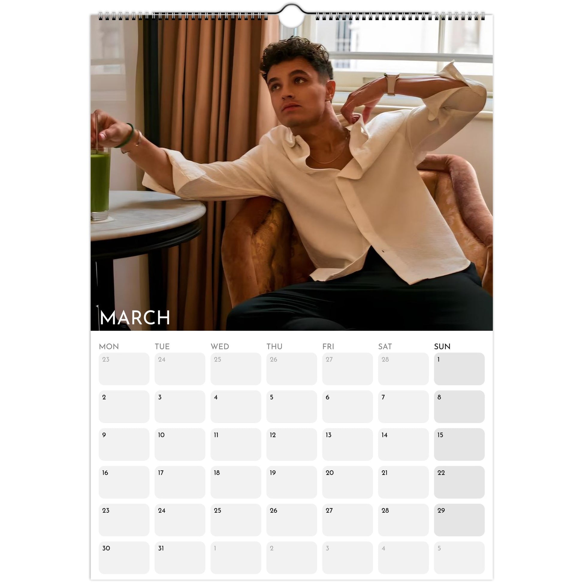Lando Norris relaxed aesthetic 2026 calendar