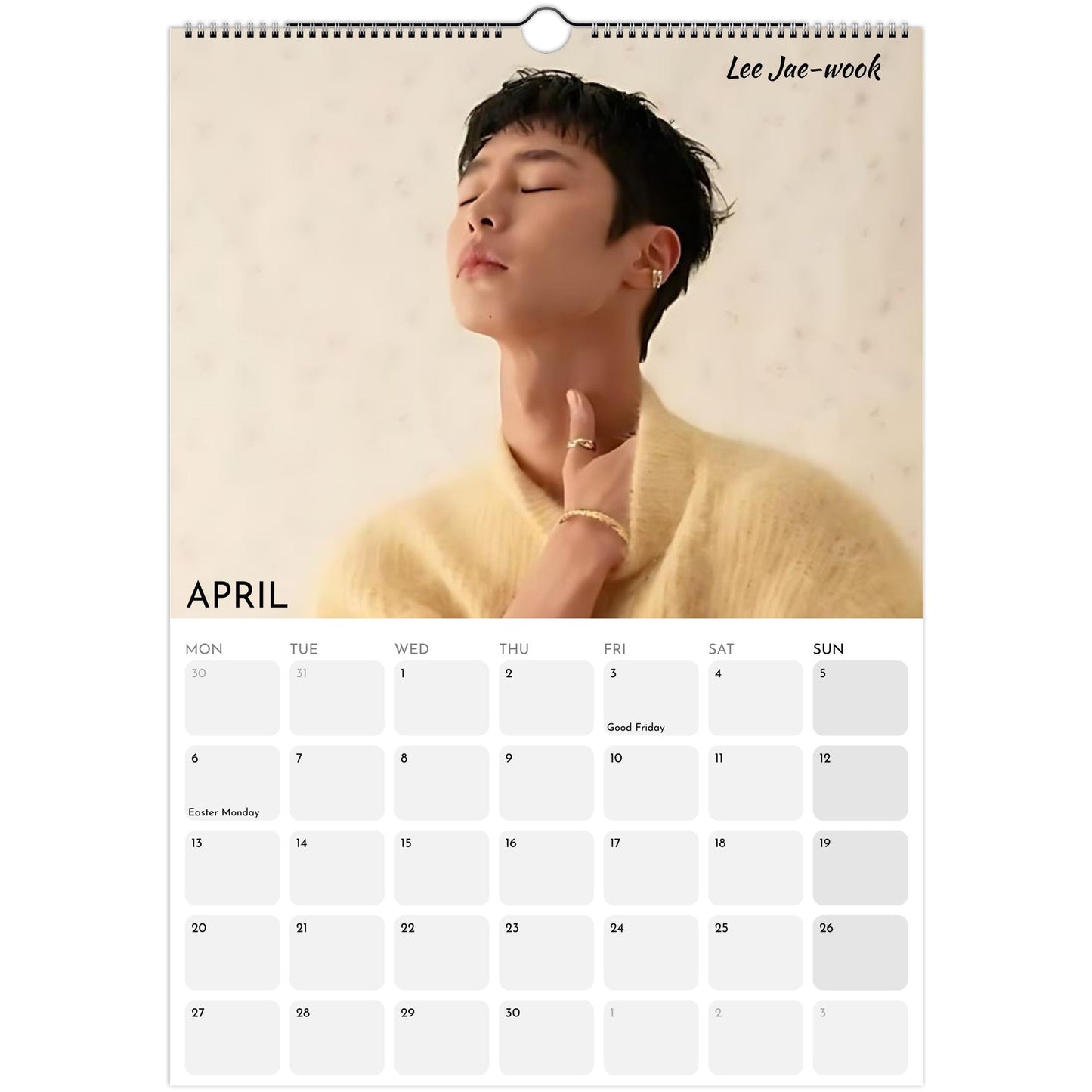Hot Korean Actors 2026 A3 wall calendar April
