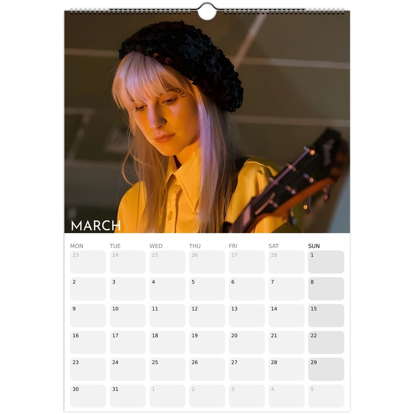 Hayley Williams Paramore 2026 A3 wall calendar March