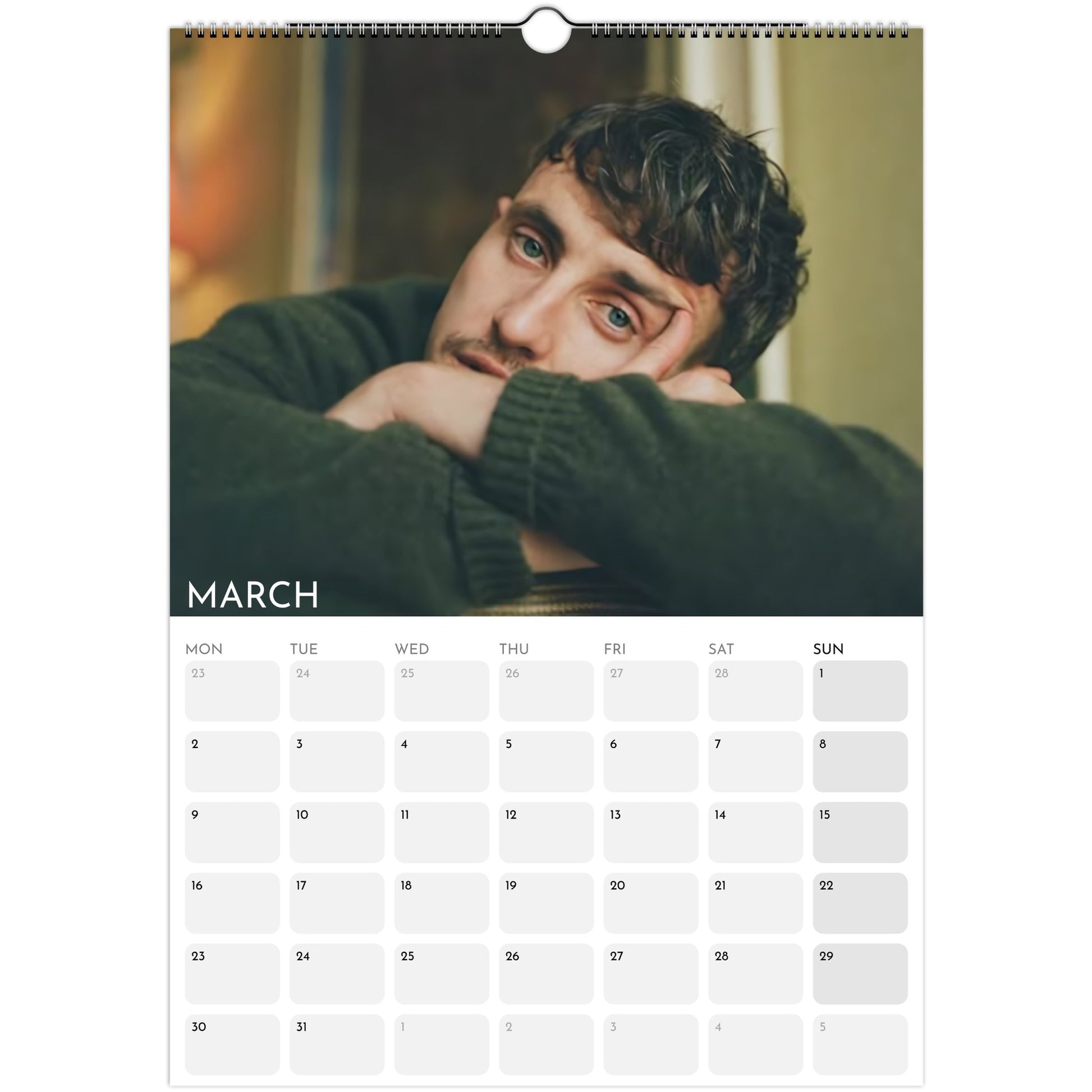 Paul Mescal 2026 A3 wall calendar March