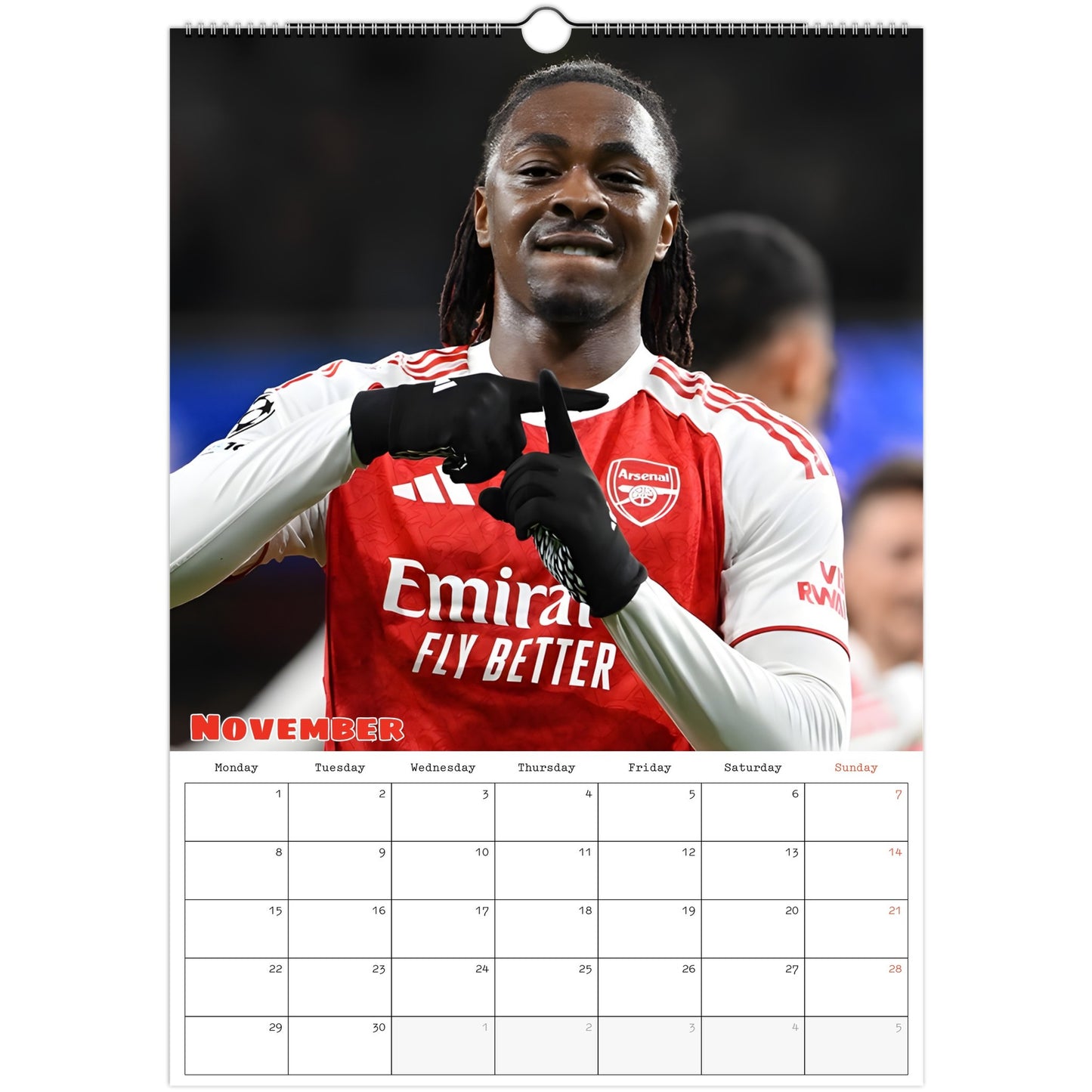 Arsenal Calendar November page